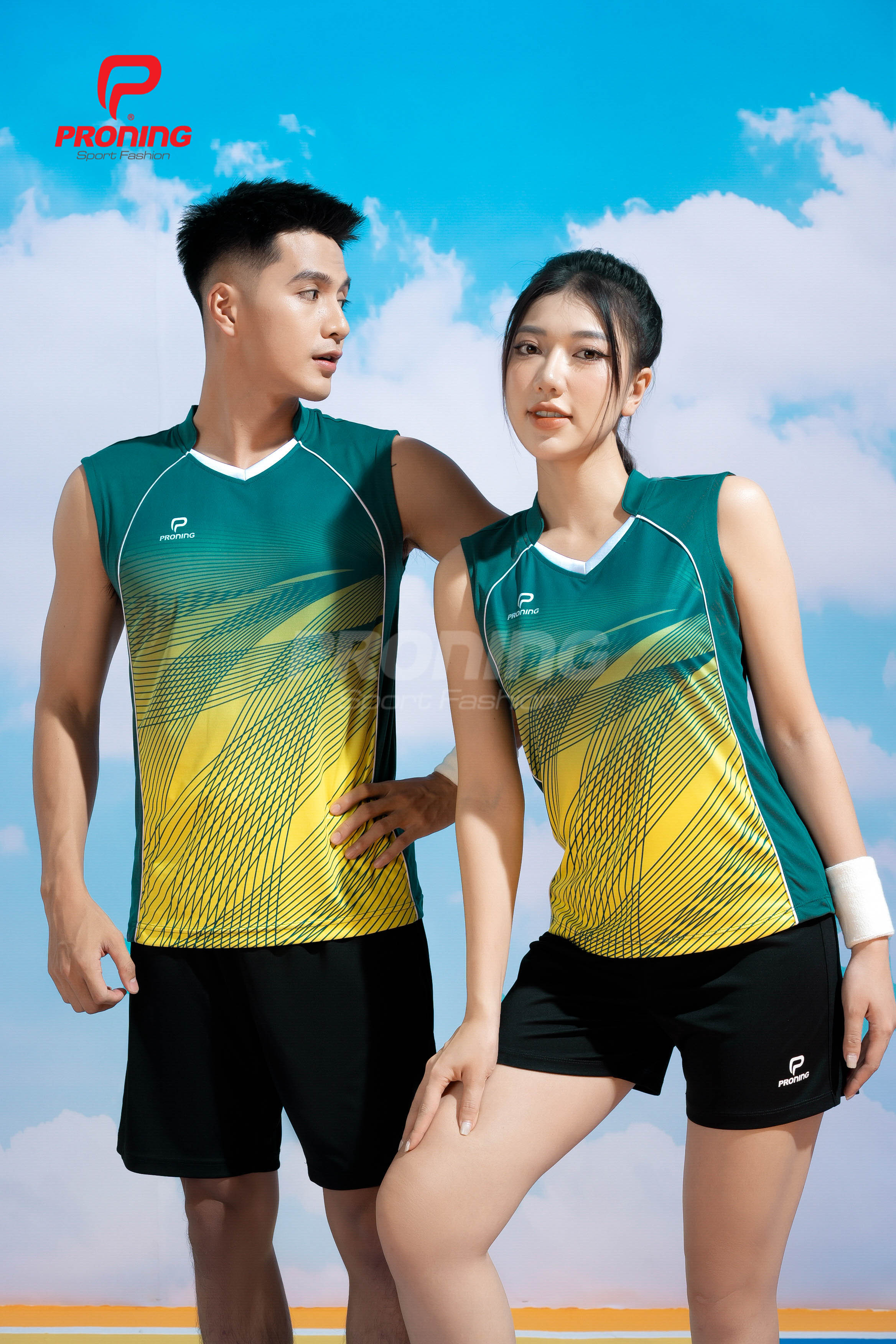 Bộ Thể Thao Nữ ACB-5159 Lục bảo phối vàng