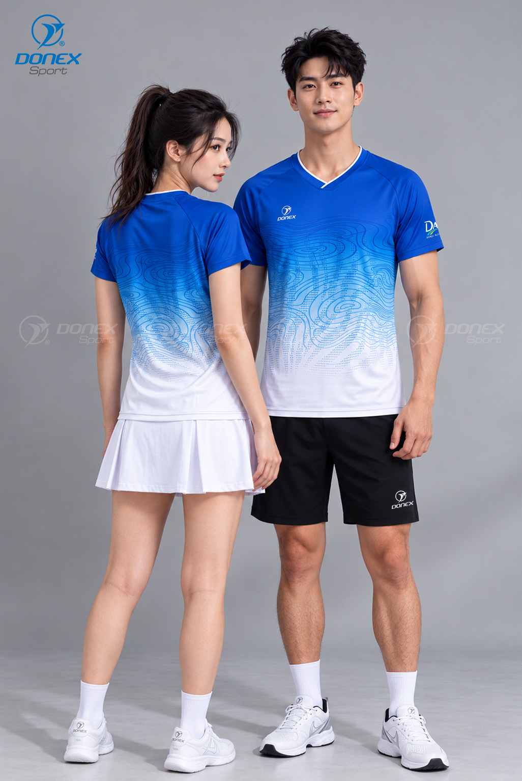 Áo thể thao nữ AC-3874-01-04 Trắng phối xanh bích