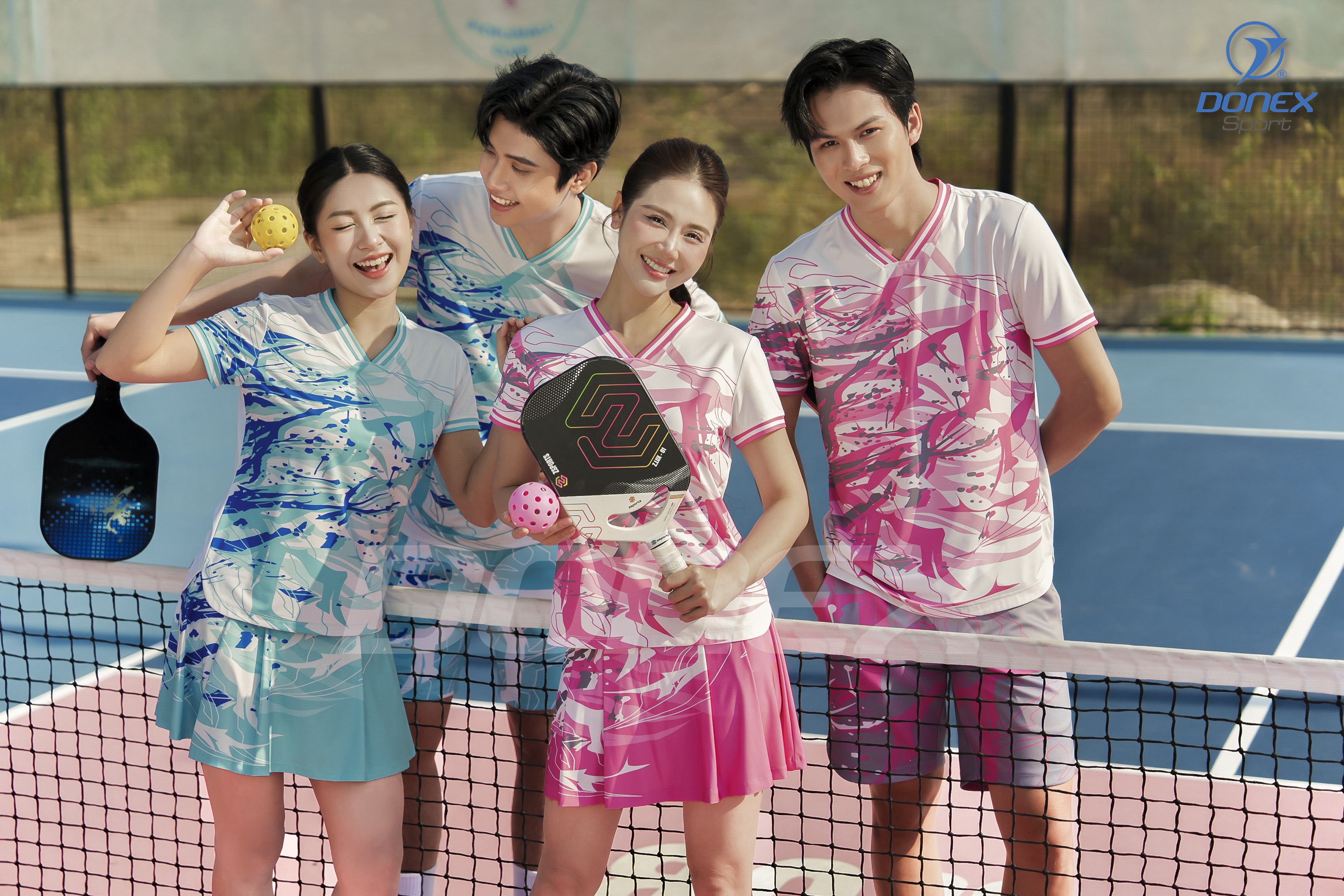 Áo Pickleball Nữ AC-3842 Trắng phối hồng