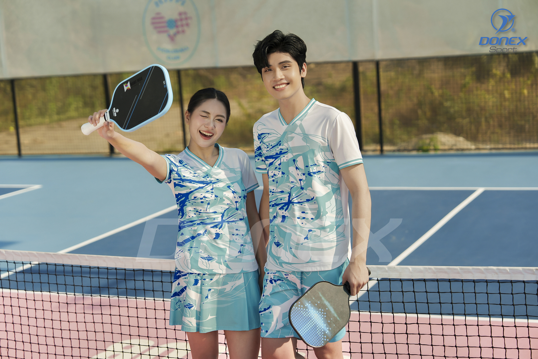 Set Pickleball Nam MCB-6142 Xanh ngọc phối trắng