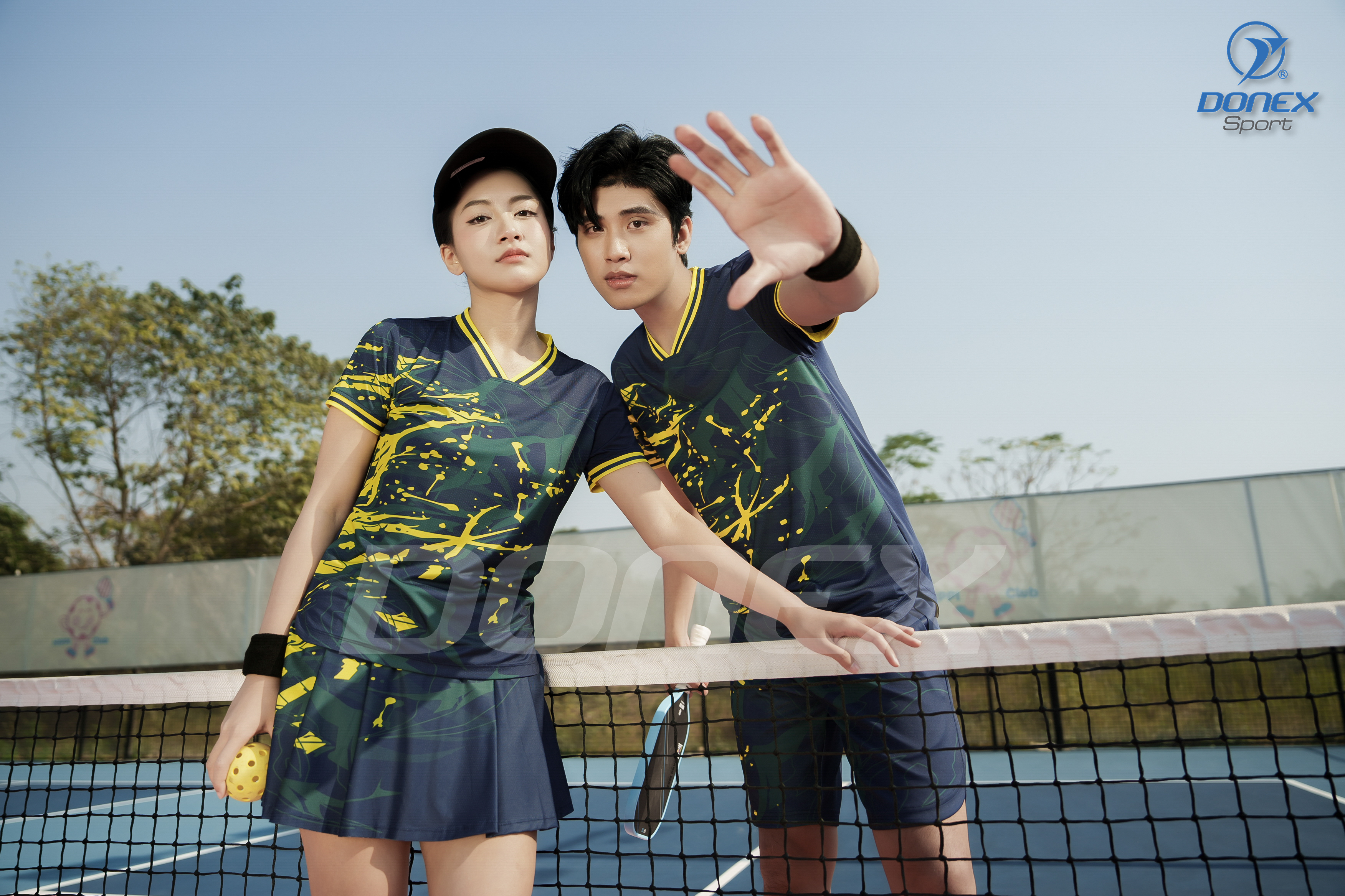 Áo Pickleball Nữ AC-3842 Navy phối vàng