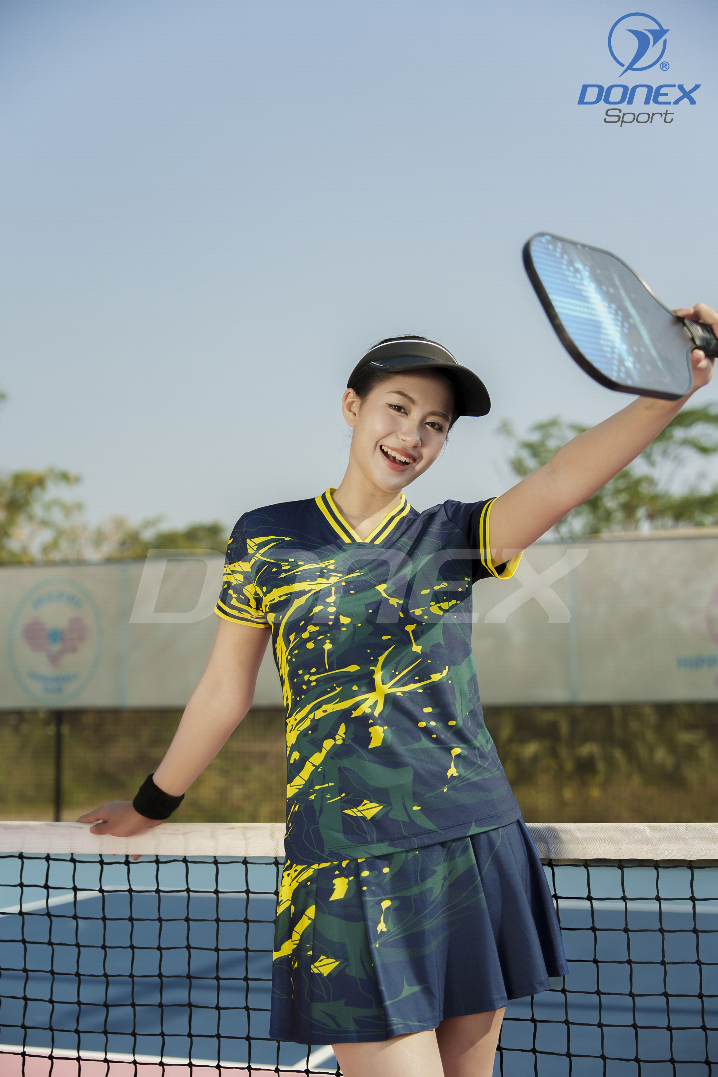 Áo Pickleball Nữ AC-3842 Navy phối vàng