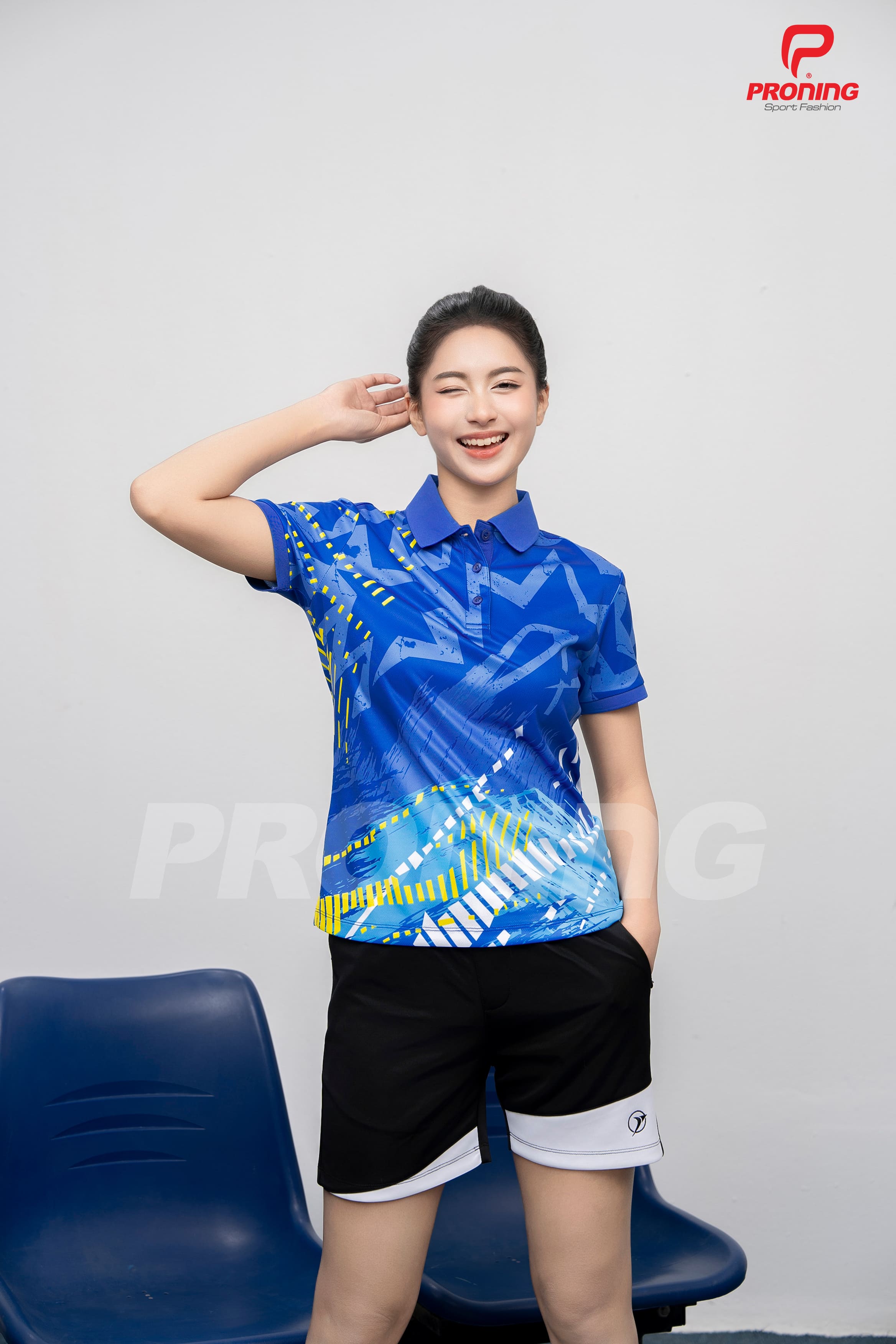 Áo thể thao nữ AC-3839 Xanh bích phối trắng