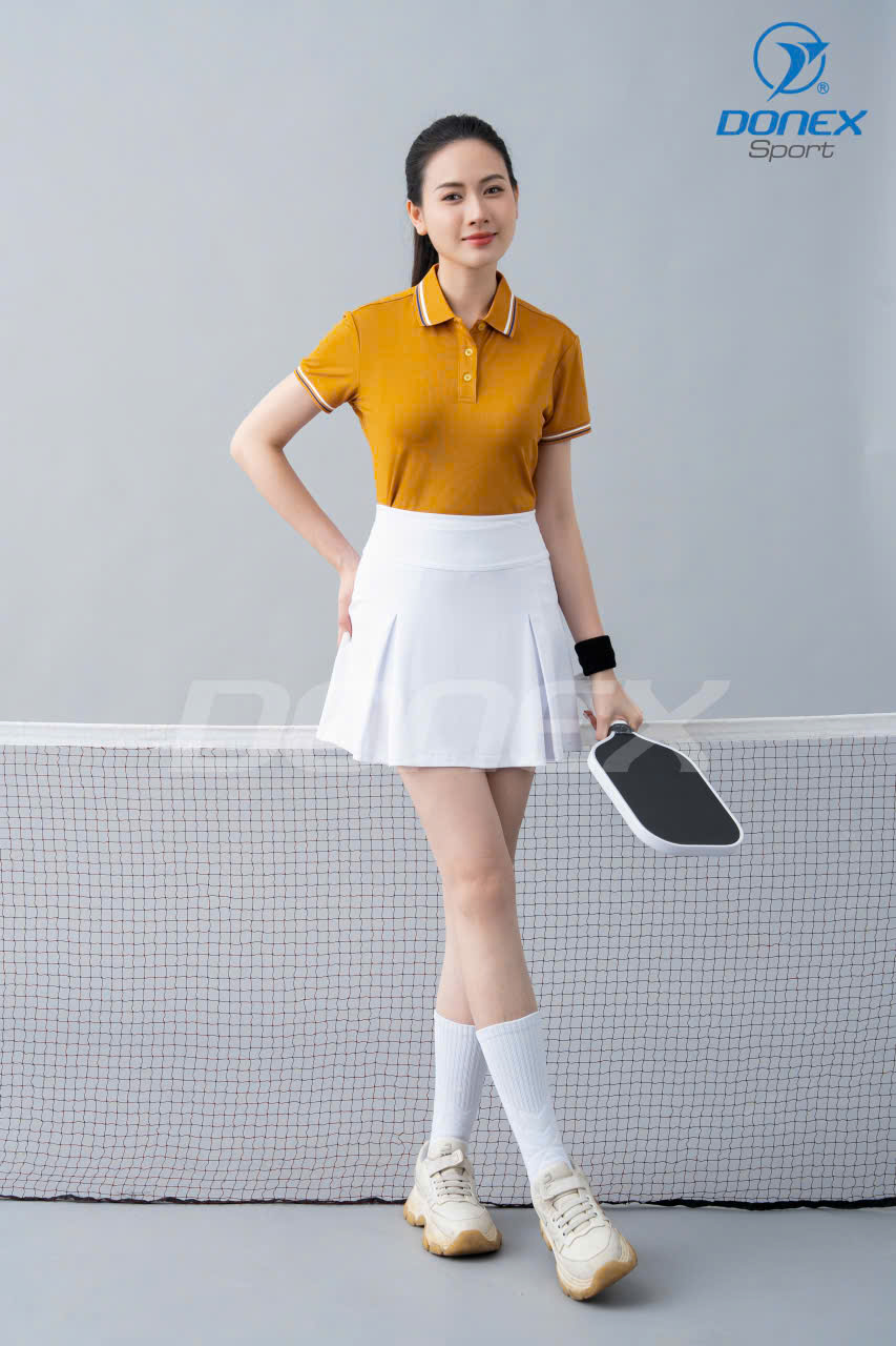 Áo thể thao nữ AC-3852 vàng phối trắng