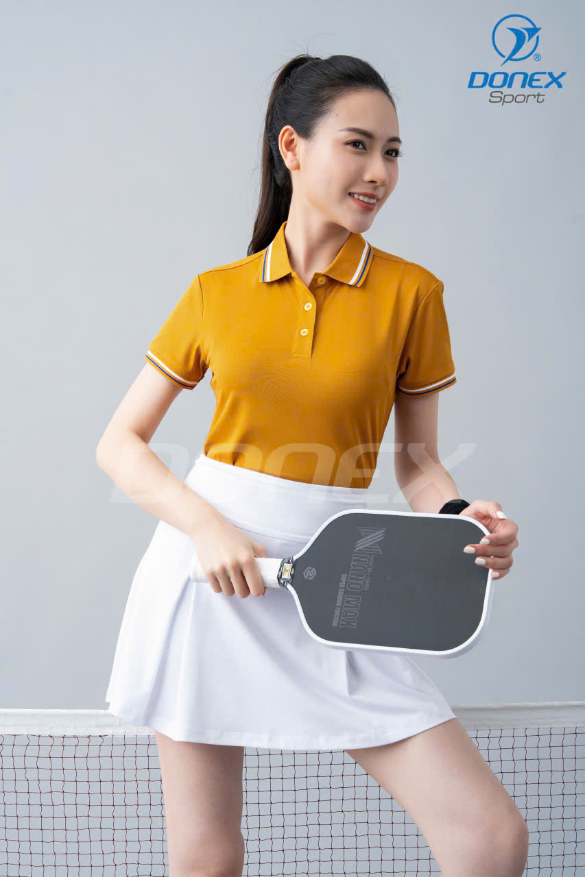 Áo thể thao nữ AC-3852 vàng phối trắng