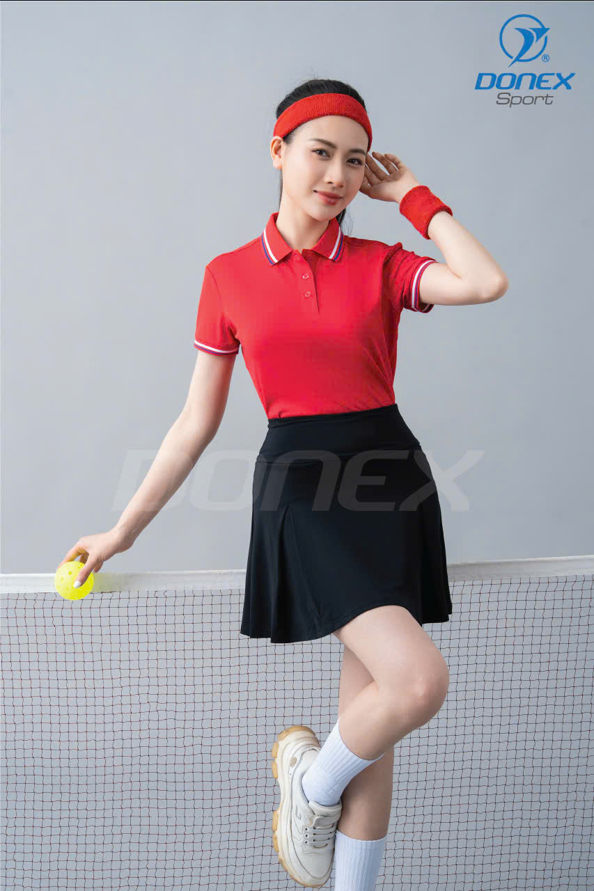 Áo thể thao nữ AC-3852 đỏ phối trắng