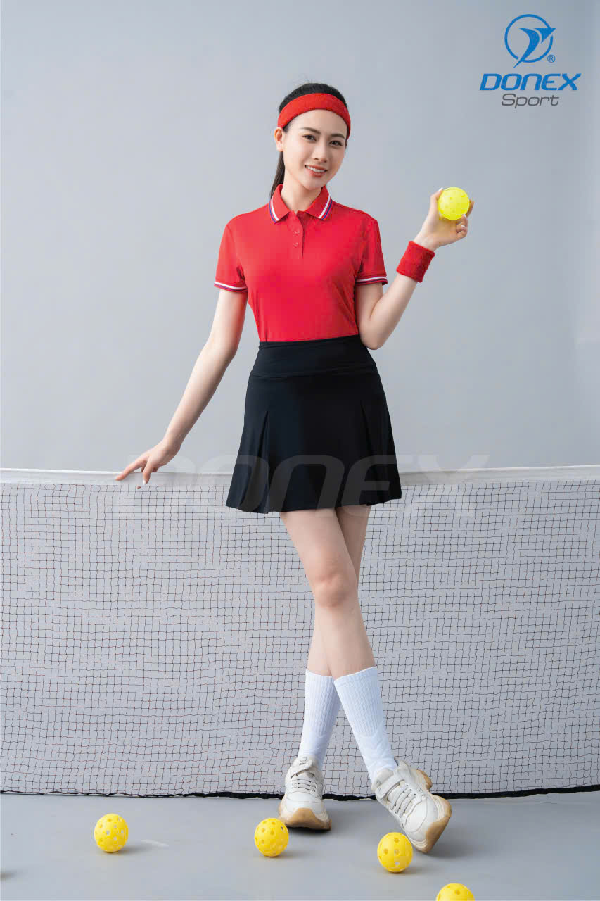 Áo thể thao nữ AC-3852 đỏ phối trắng