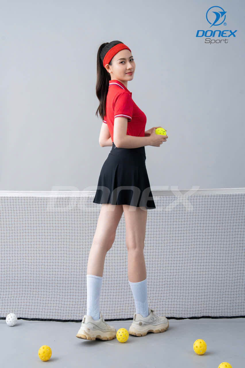 Áo thể thao nữ AC-3852 đỏ phối trắng