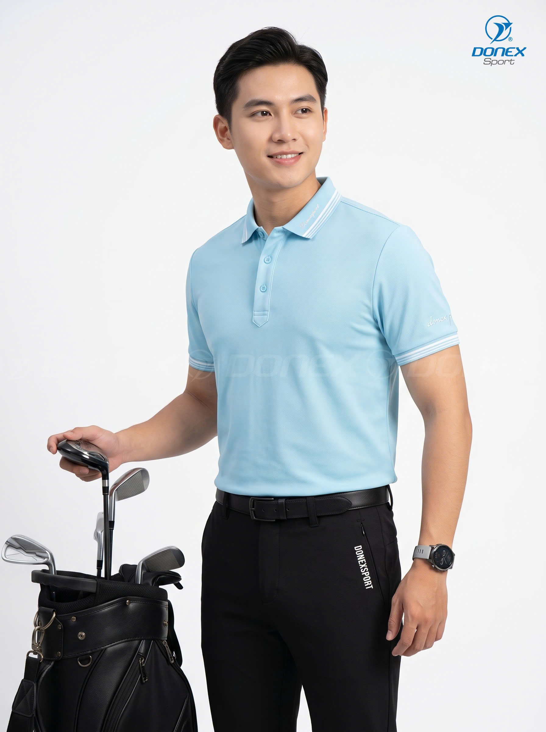 Áo thể thao nam MC-9156 Xanh ngọc phối trắng