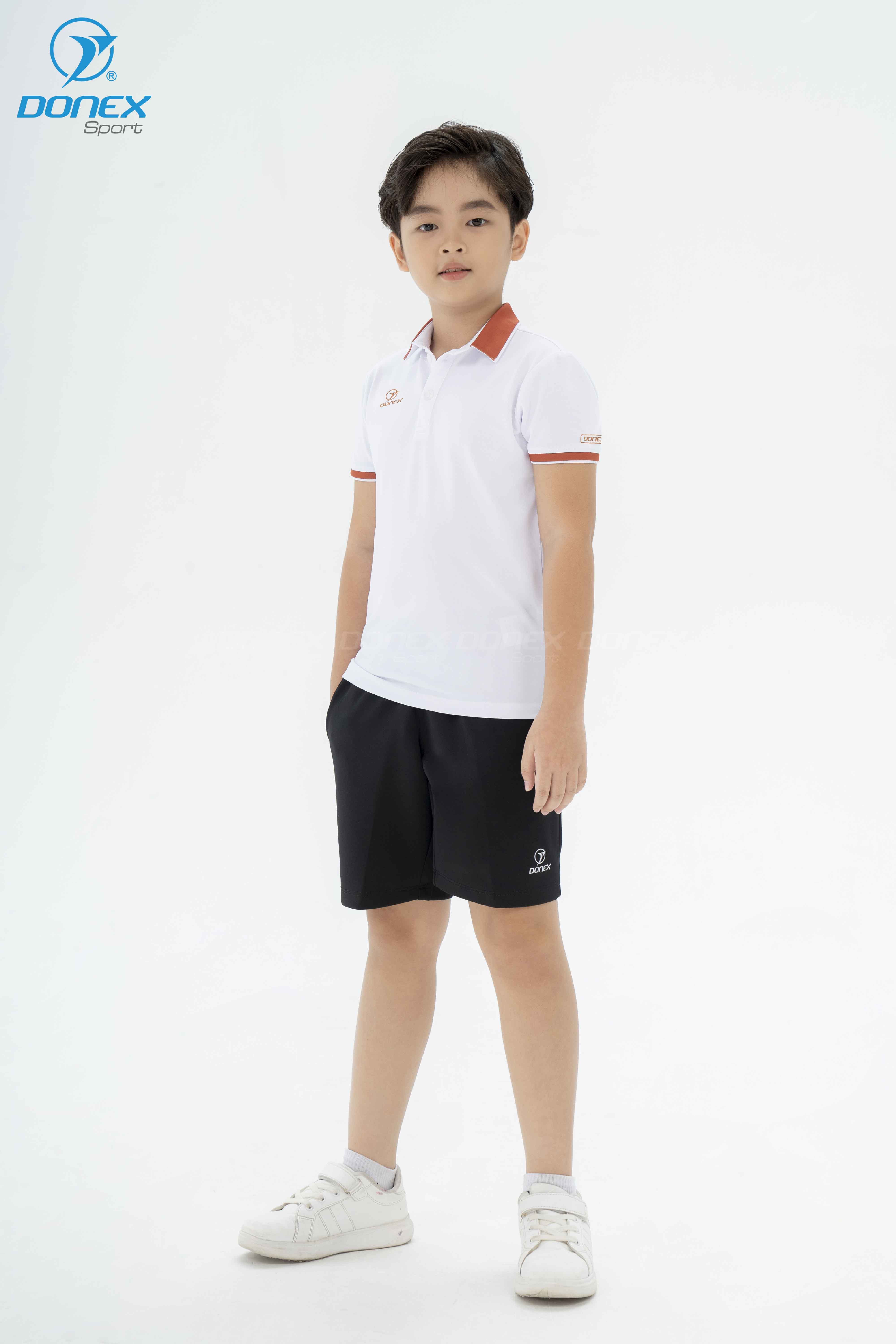 Áo Thể Thao Trẻ Em TC-1094 Trắng Phối Café