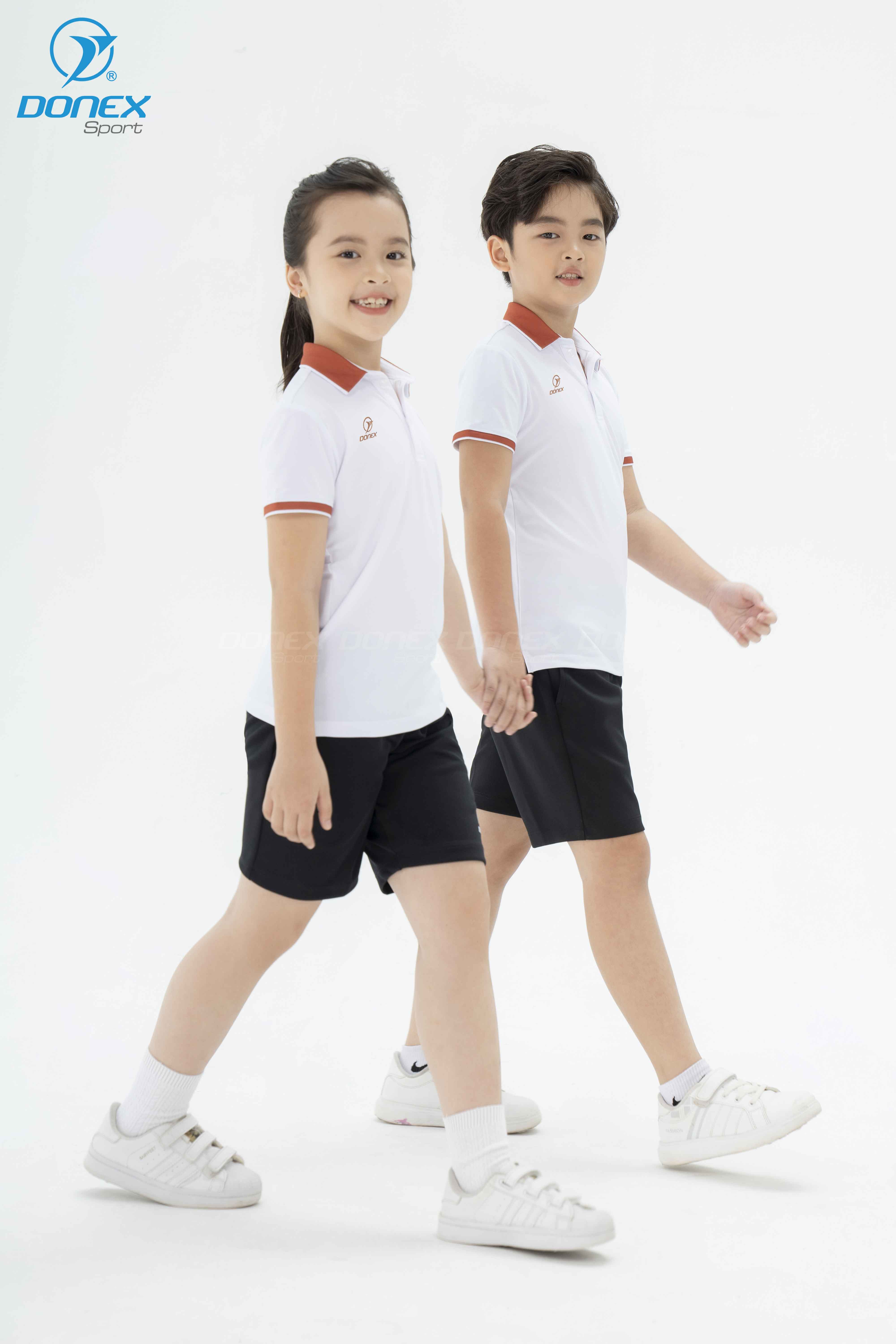 Áo Thể Thao Trẻ Em TC-1094 Trắng Phối Café