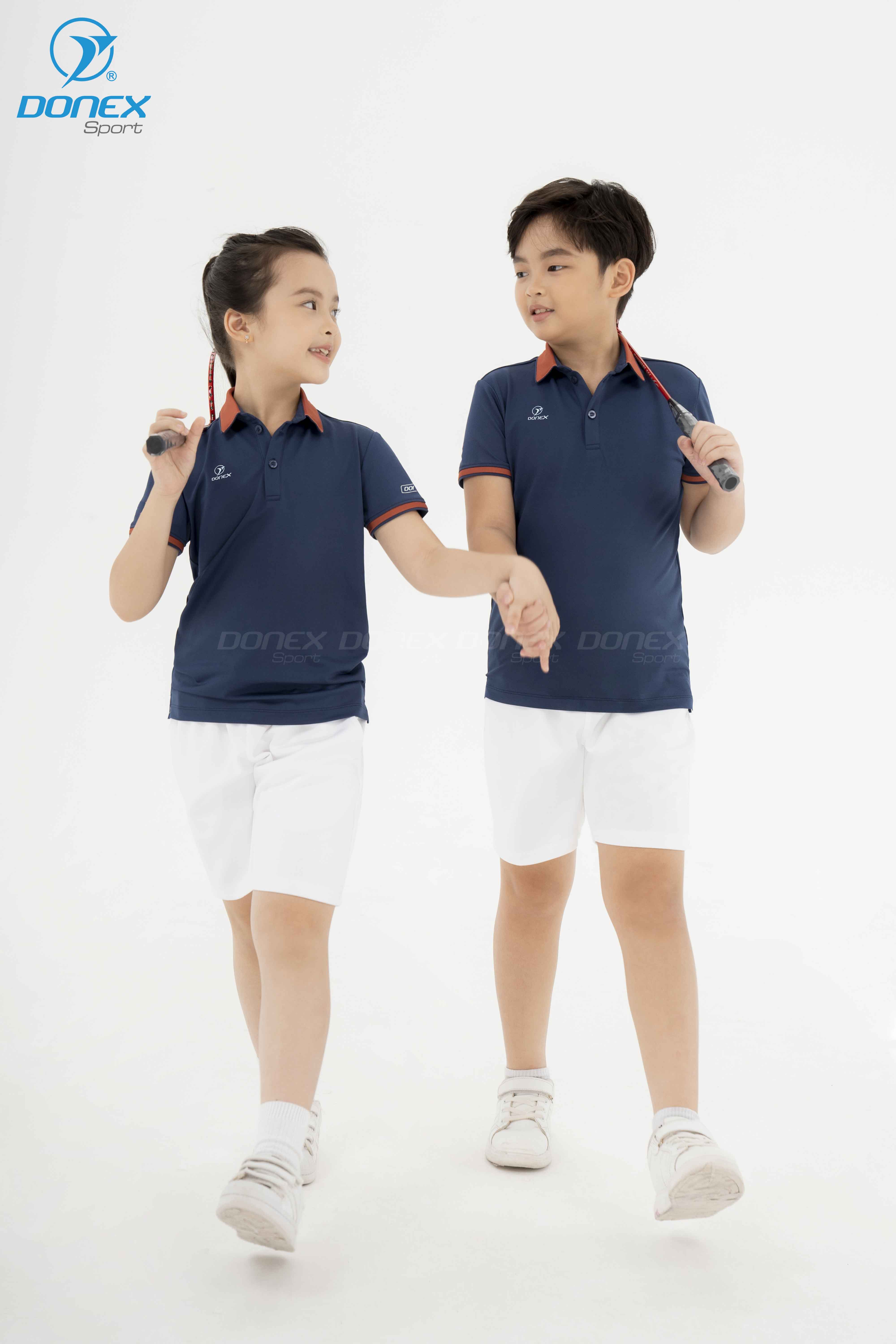 Áo Thể Thao Trẻ Em TC-1094 Navy Phối Café