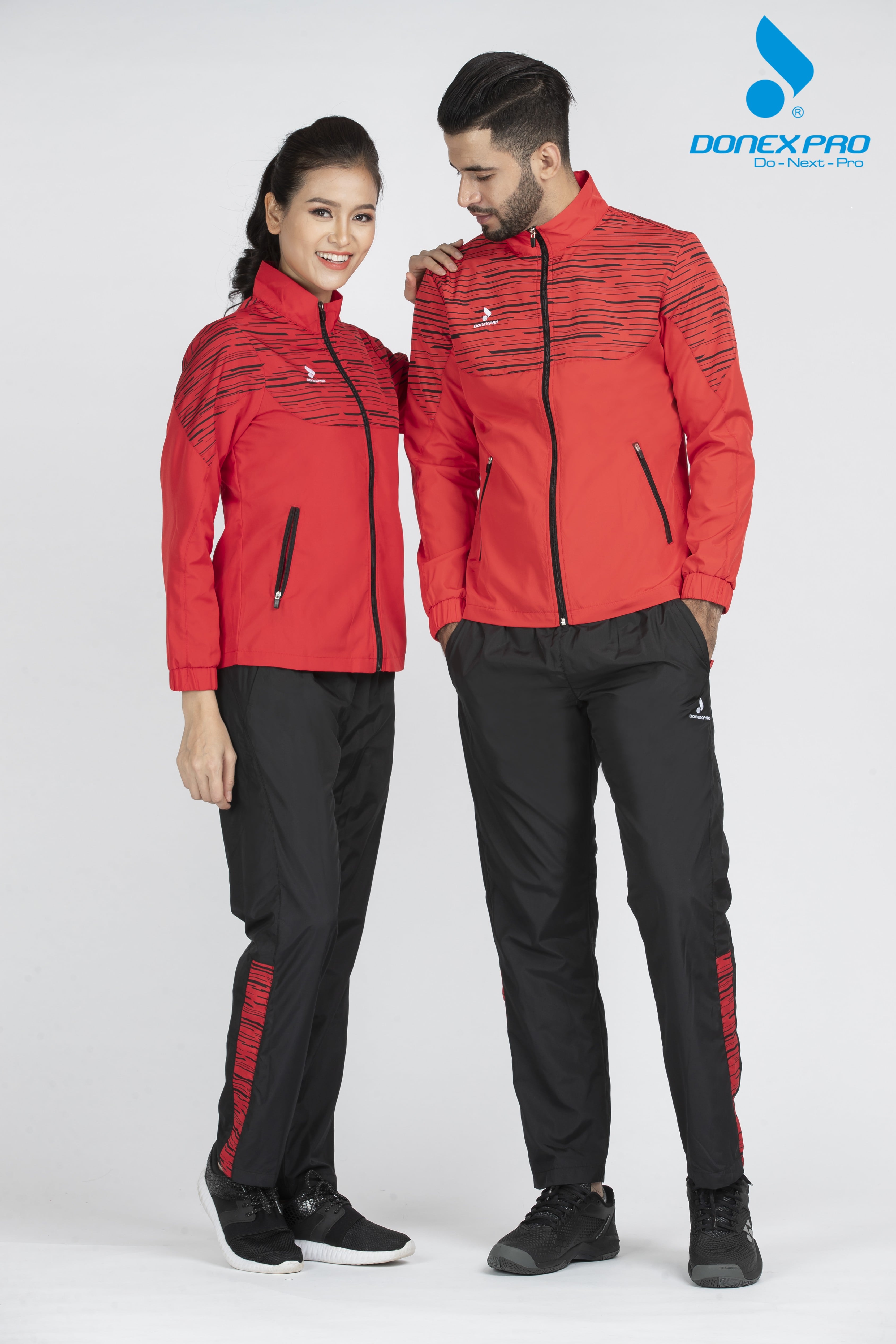 Quần gió nữ AD-542 - Đen phối đỏ
