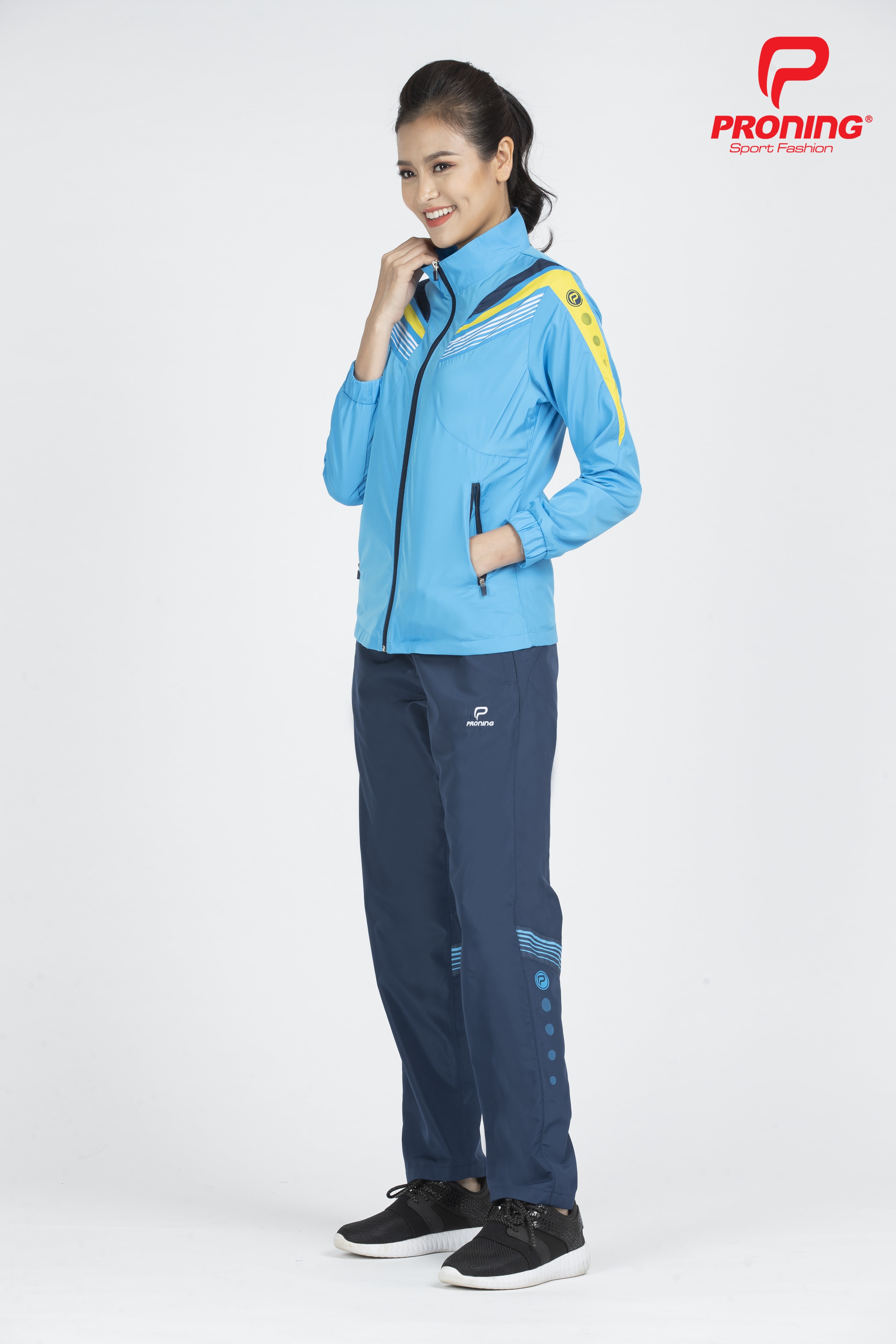 Quần gió nữ AD-543 - Navy phối xanh copan