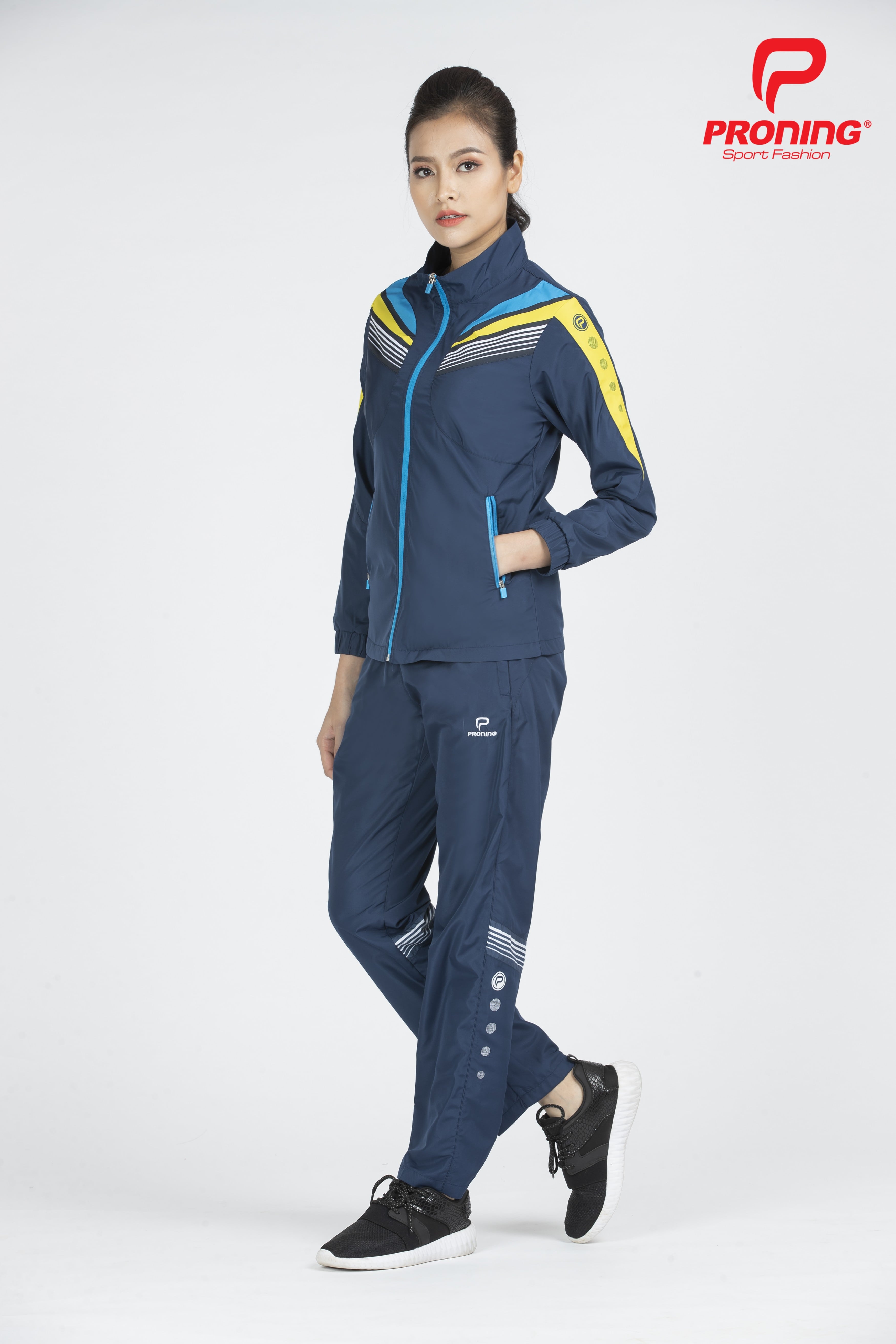 Quần gió nữ AD-543 - Navy phối trắng