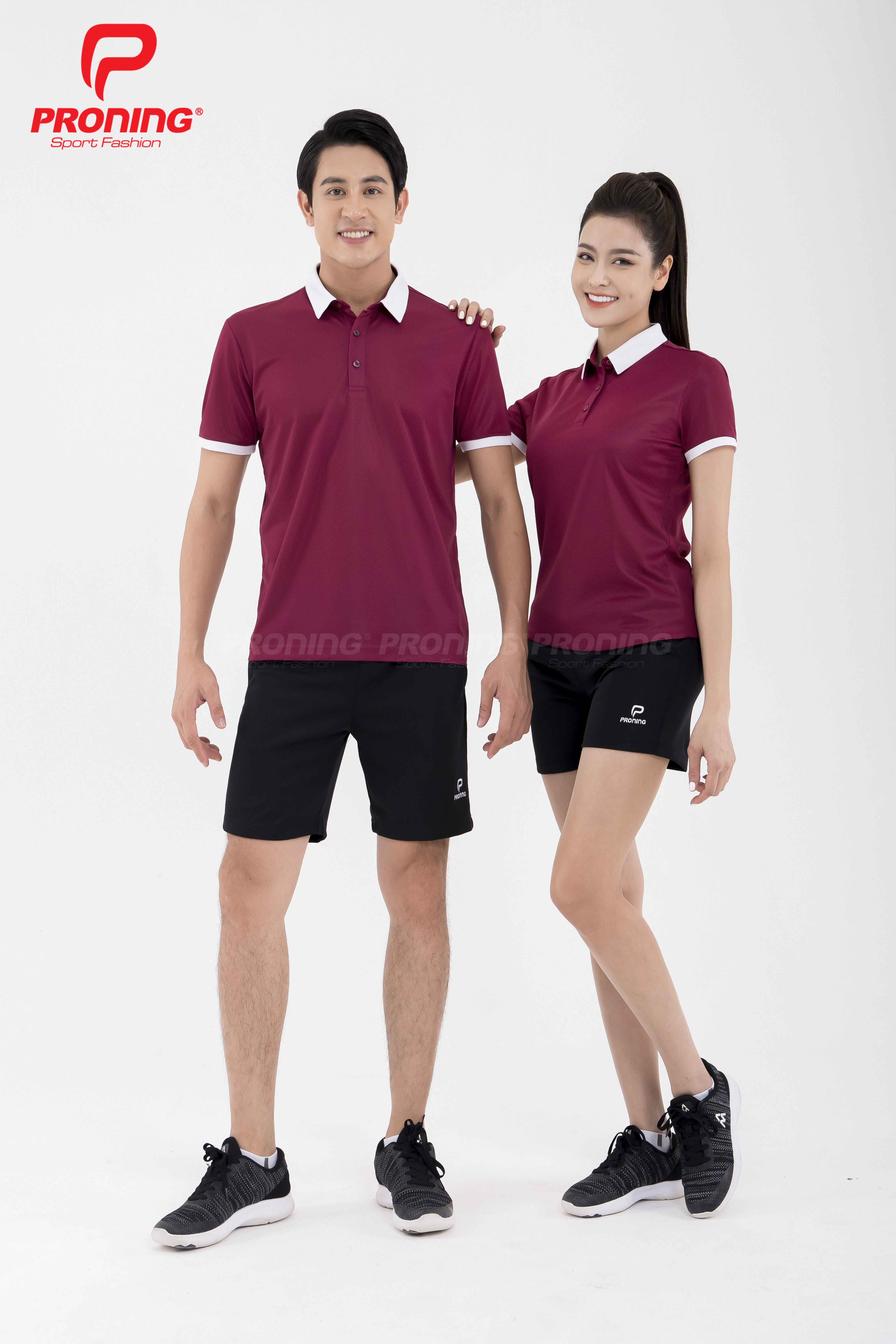 Áo thể thao nữ AC-3695 Đỏ đô phối trắng