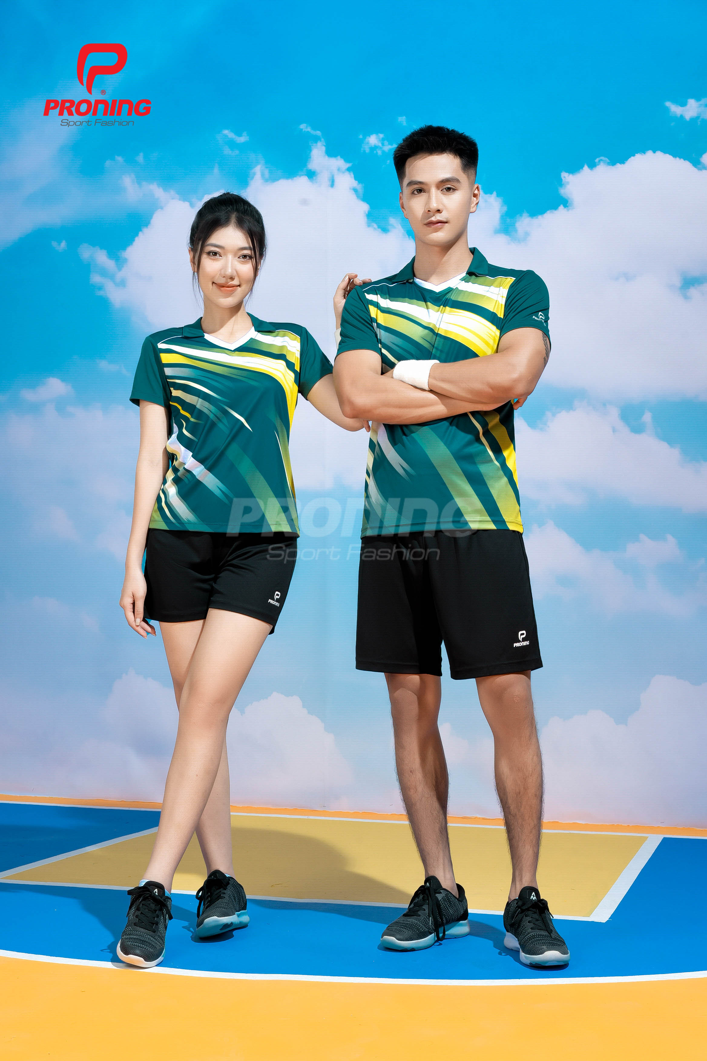 Bộ Thể Thao Nam MCB-6161 Lục bảo phối vàng