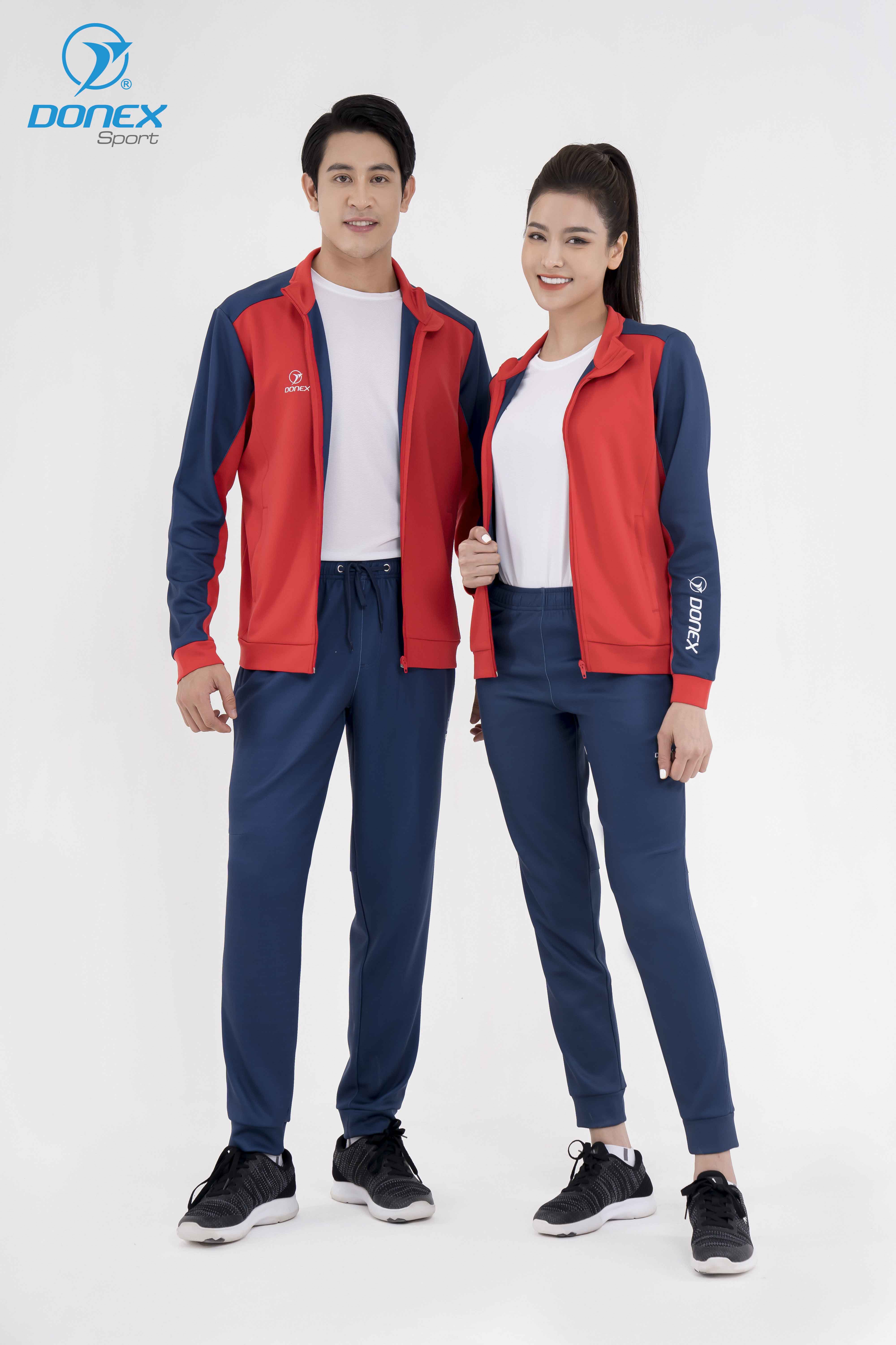 Quần Nỉ Thun Nam DONEX Sano MD-654 Navy phối Trắng