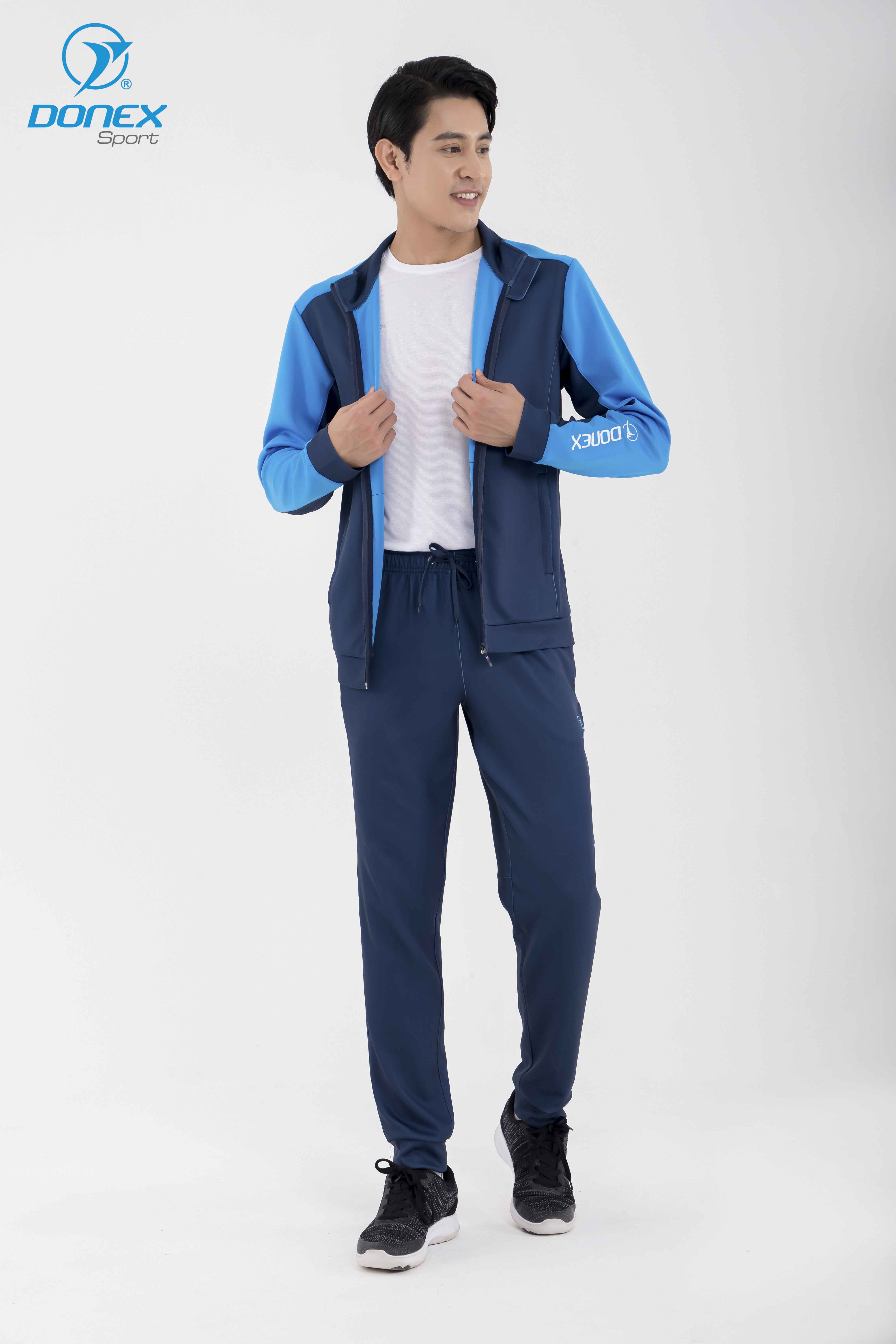 Quần Nỉ Thun Nam DONEX Sano MD-654 Navy phối xanh copan