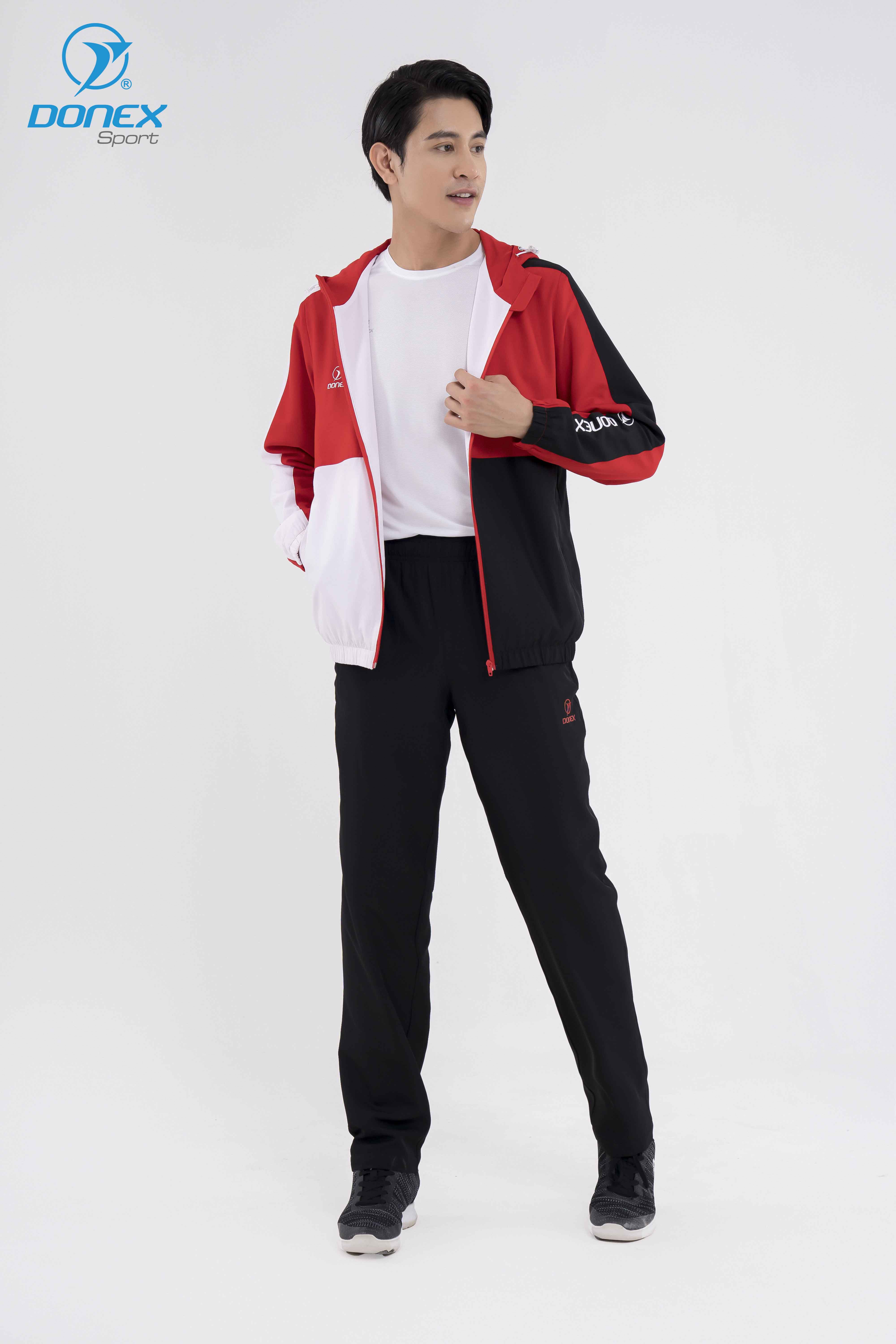 Áo Gió Thể Thao Nam DONEX Prillante MDE-258 Đỏ Phối Đen