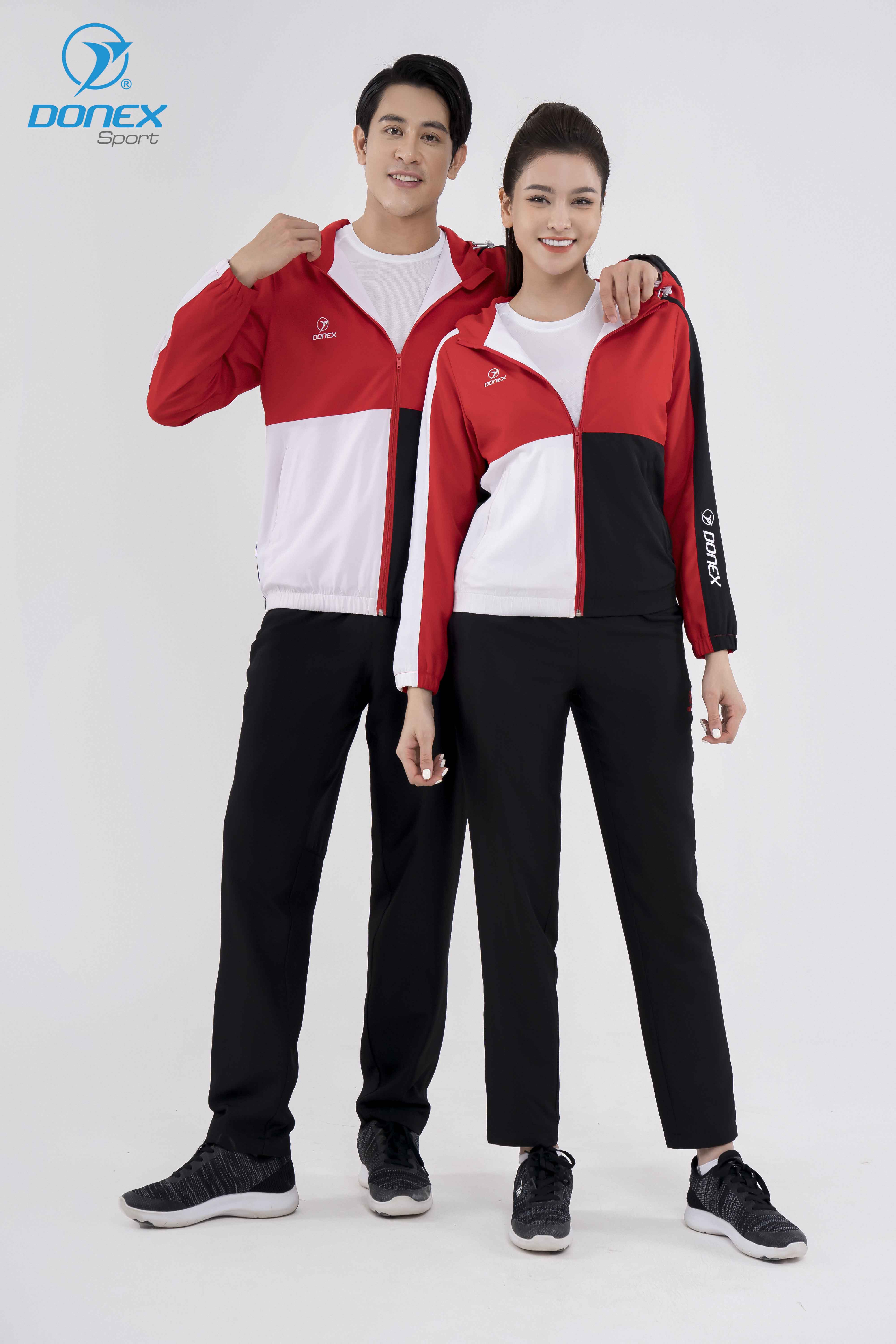 Áo Gió Thể Thao Nam DONEX Prillante MDE-258 Đỏ Phối Đen