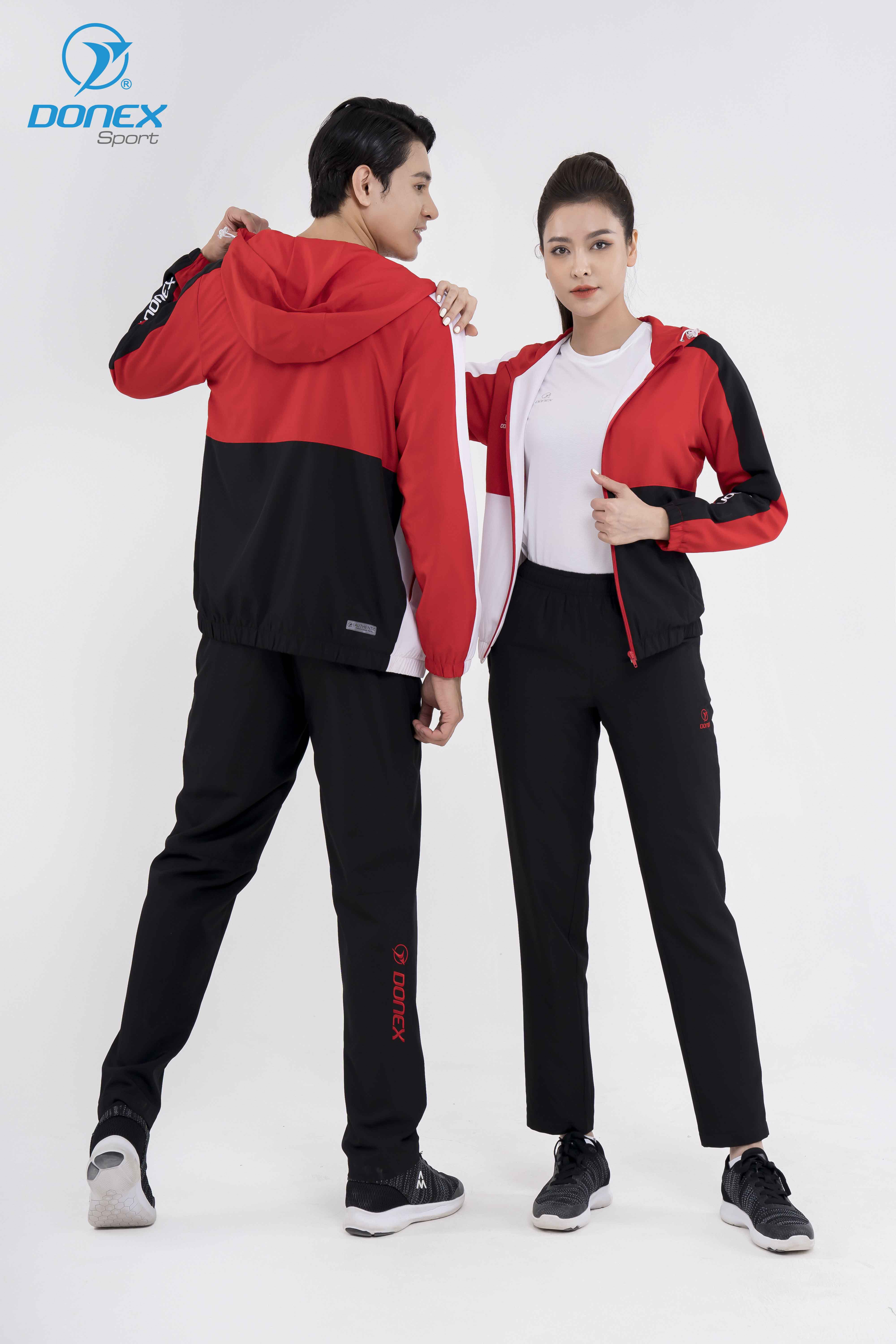 Áo Gió Thể Thao Nam DONEX Prillante MDE-258 Đỏ Phối Đen