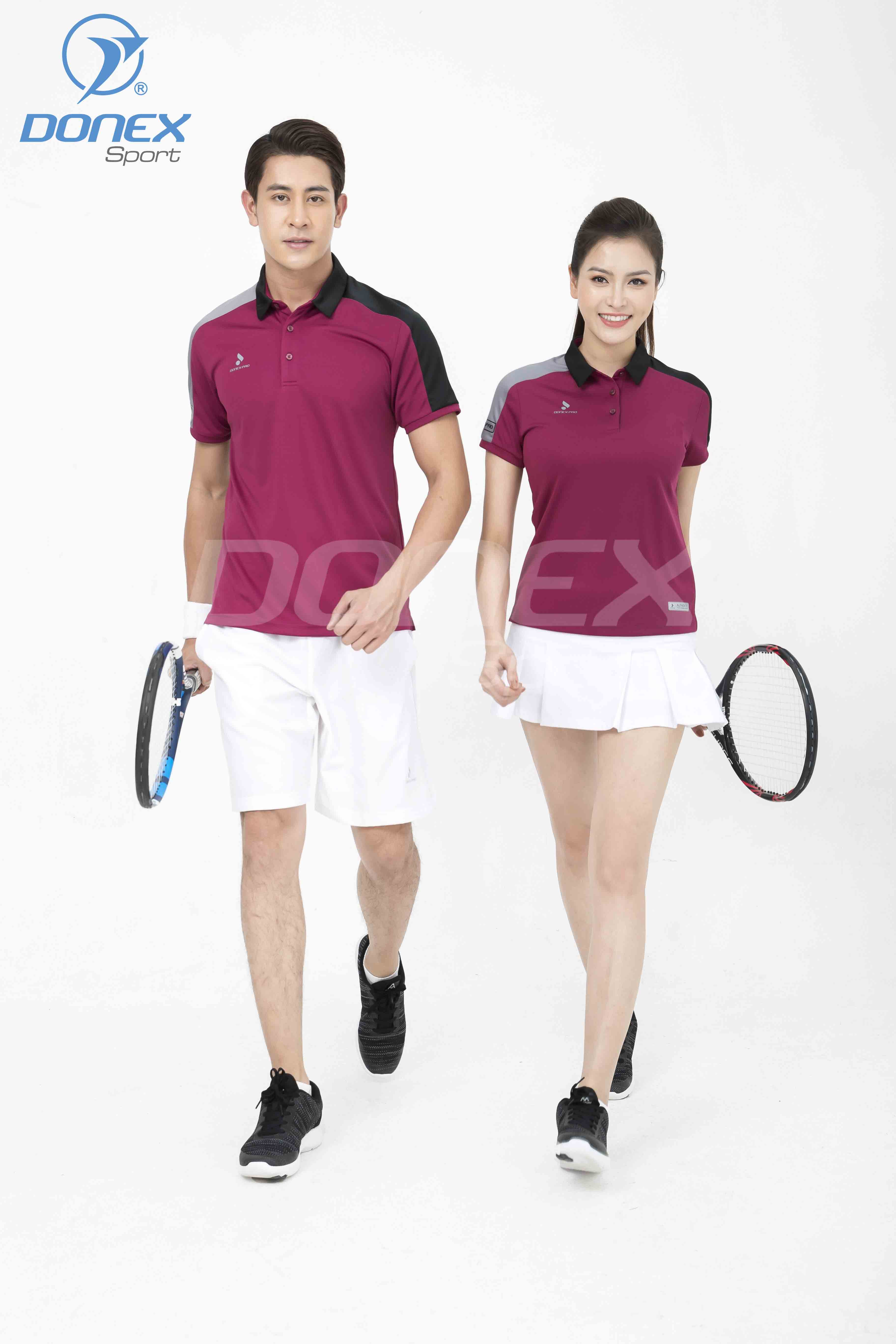Áo thể thao nữ AC-3634-14-08 Đỏ đô phối đen