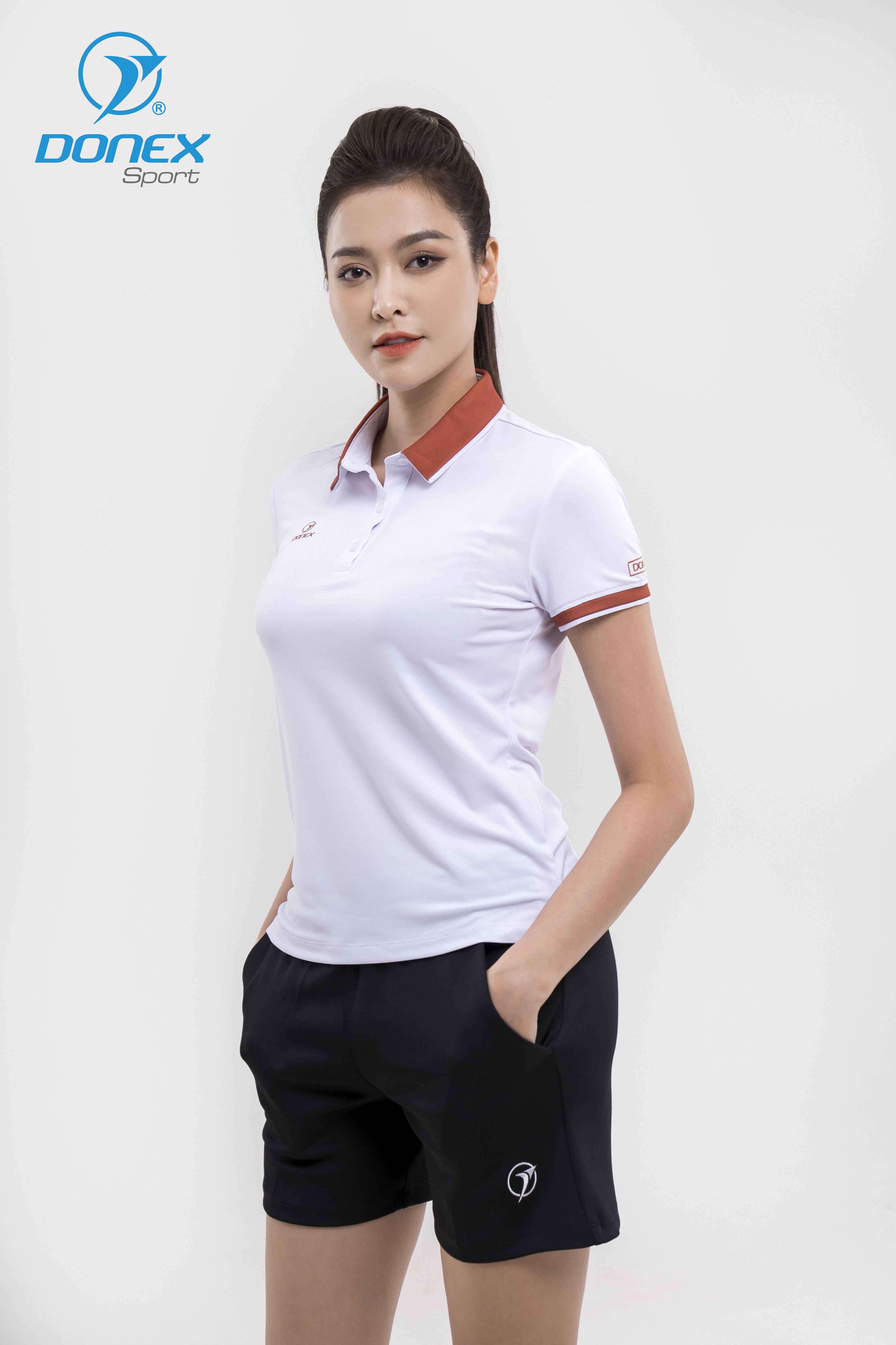 Áo thể thao nữ AC-3694 Trắng phối cà phê
