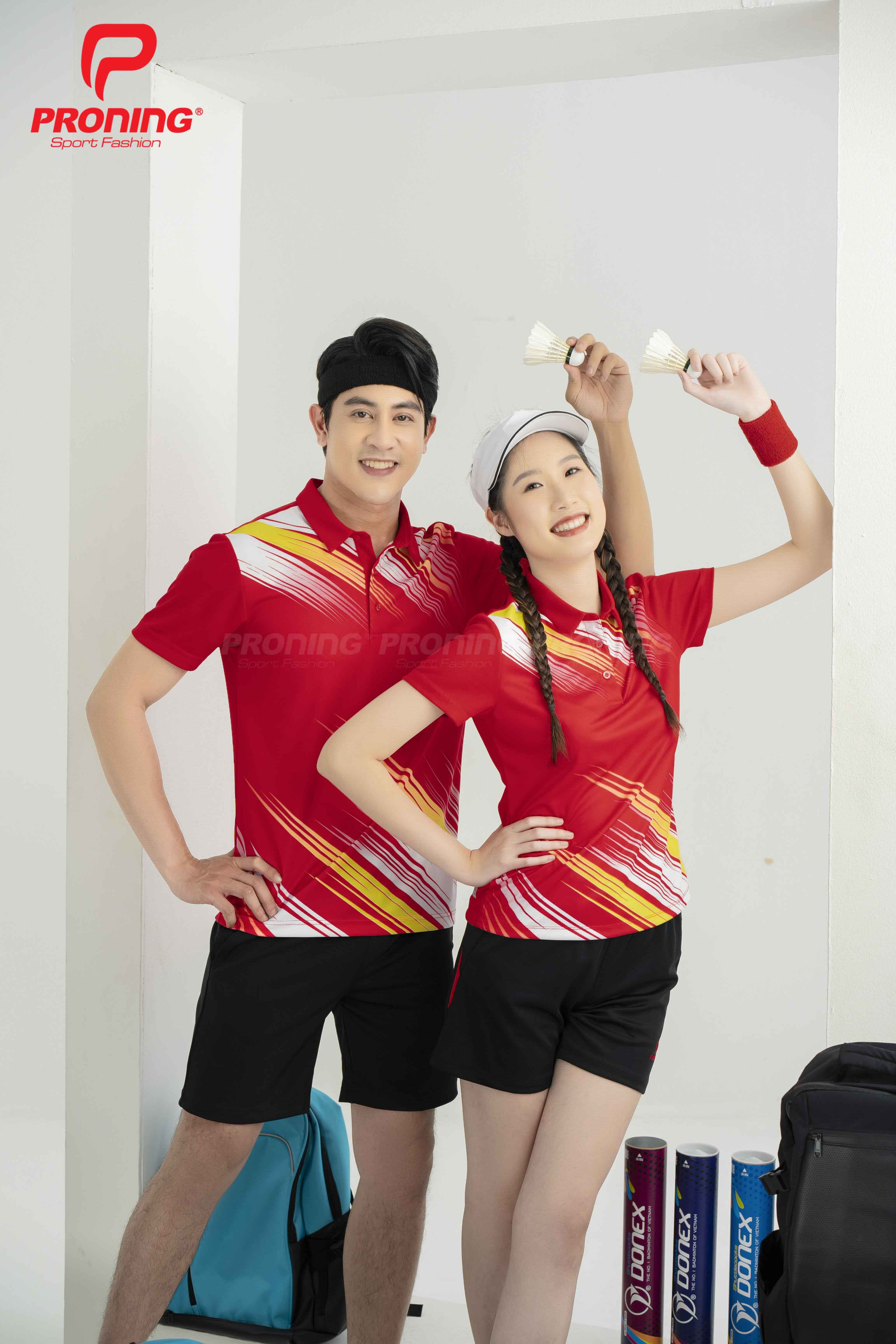 Áo thể thao nữ AC-3697 Đỏ phối vàng