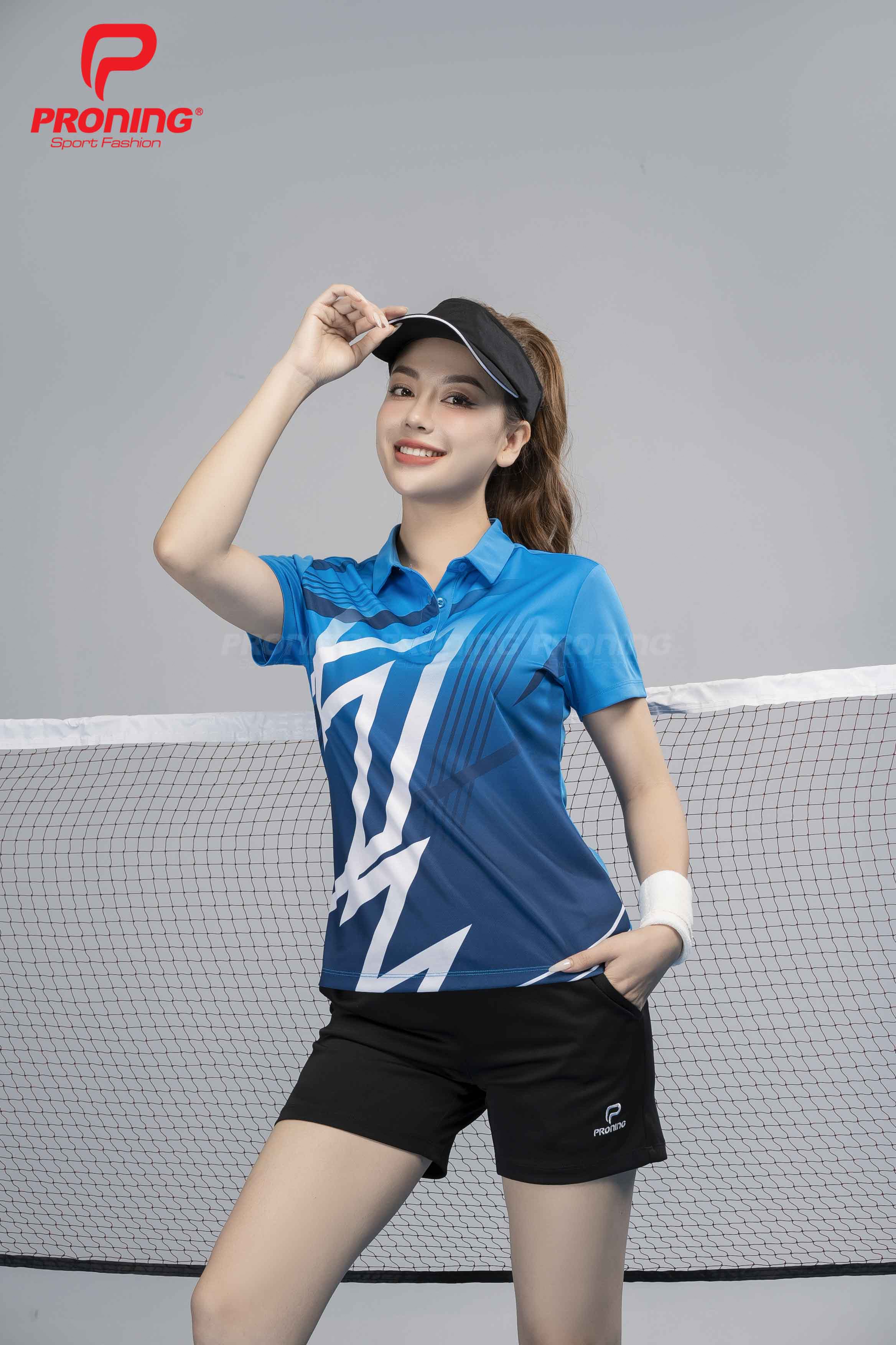 Áo thể thao nữ AC-3699 Xanh Copan phối Navy