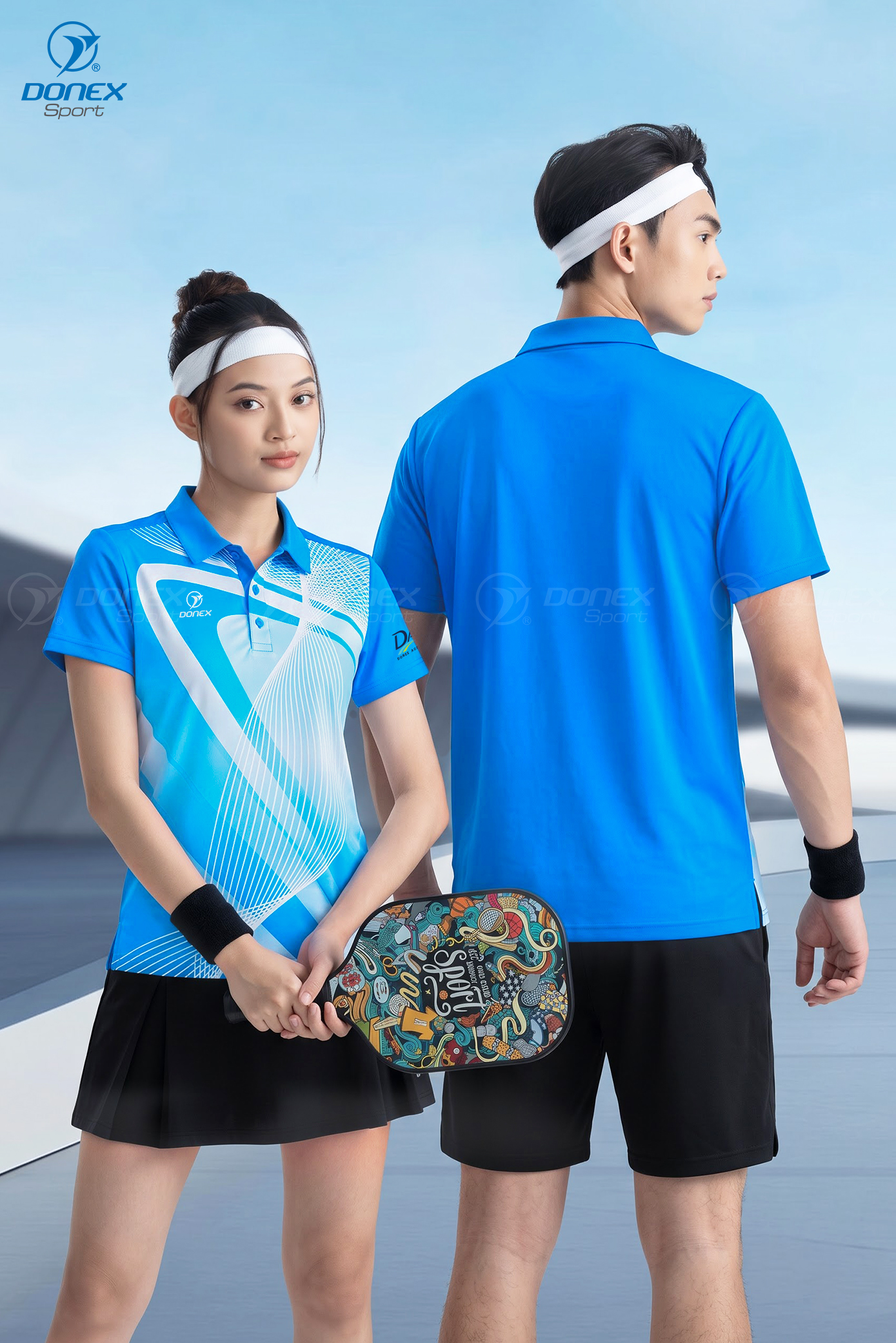 Áo thể thao nữ AC-3872-02-01 Xanh copan phối trắng