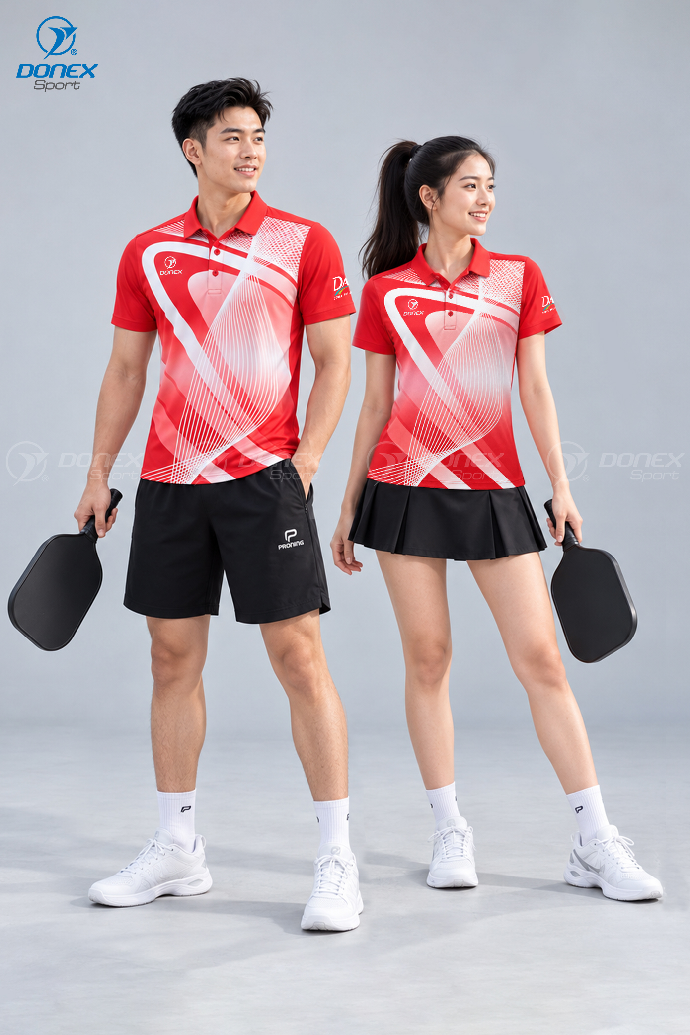 Áo thể thao nữ AC-3872-07-01 Đỏ phối trắng
