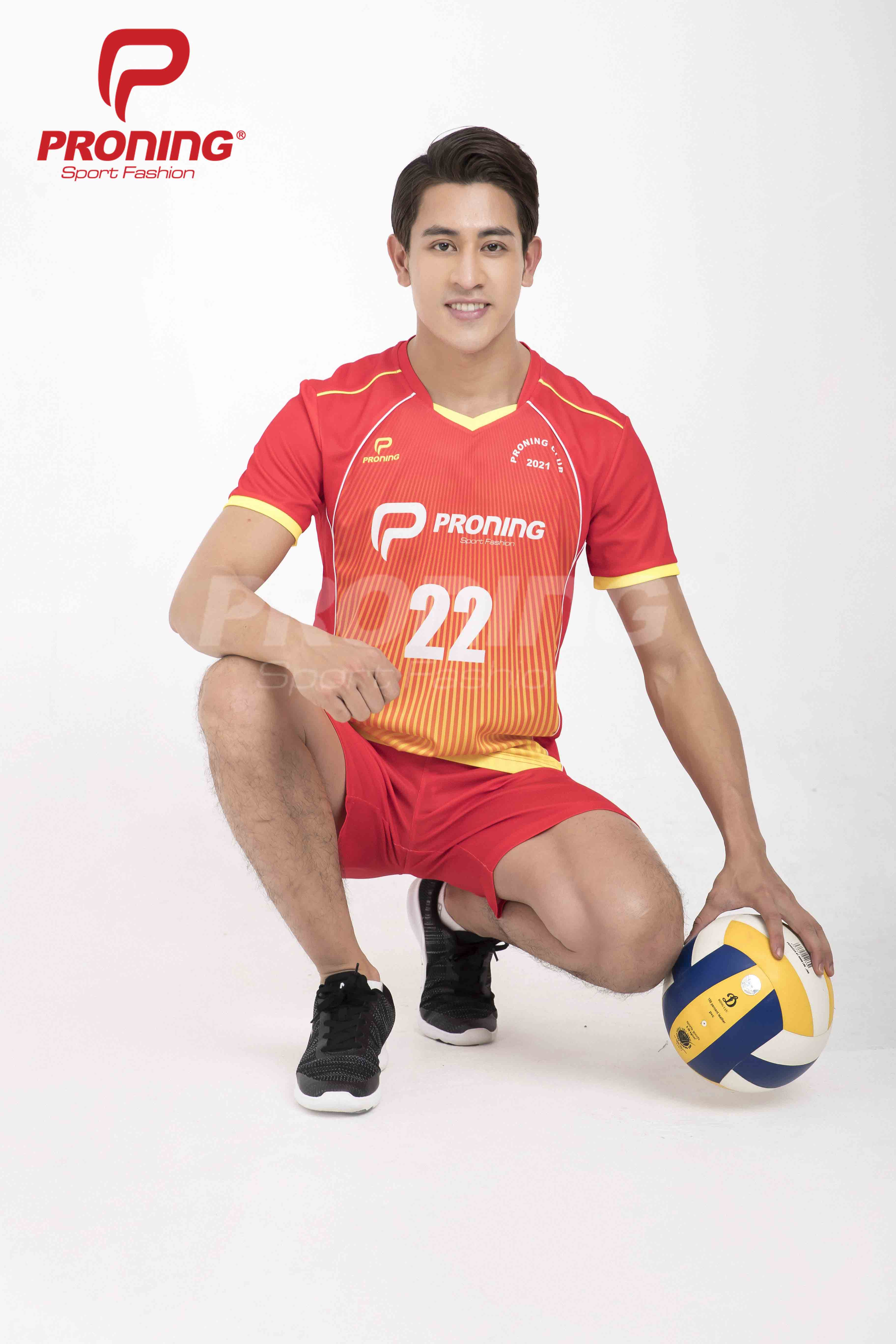 Bộ bóng chuyền nam Proning MCB-6151-07-06 Đỏ phối vàng