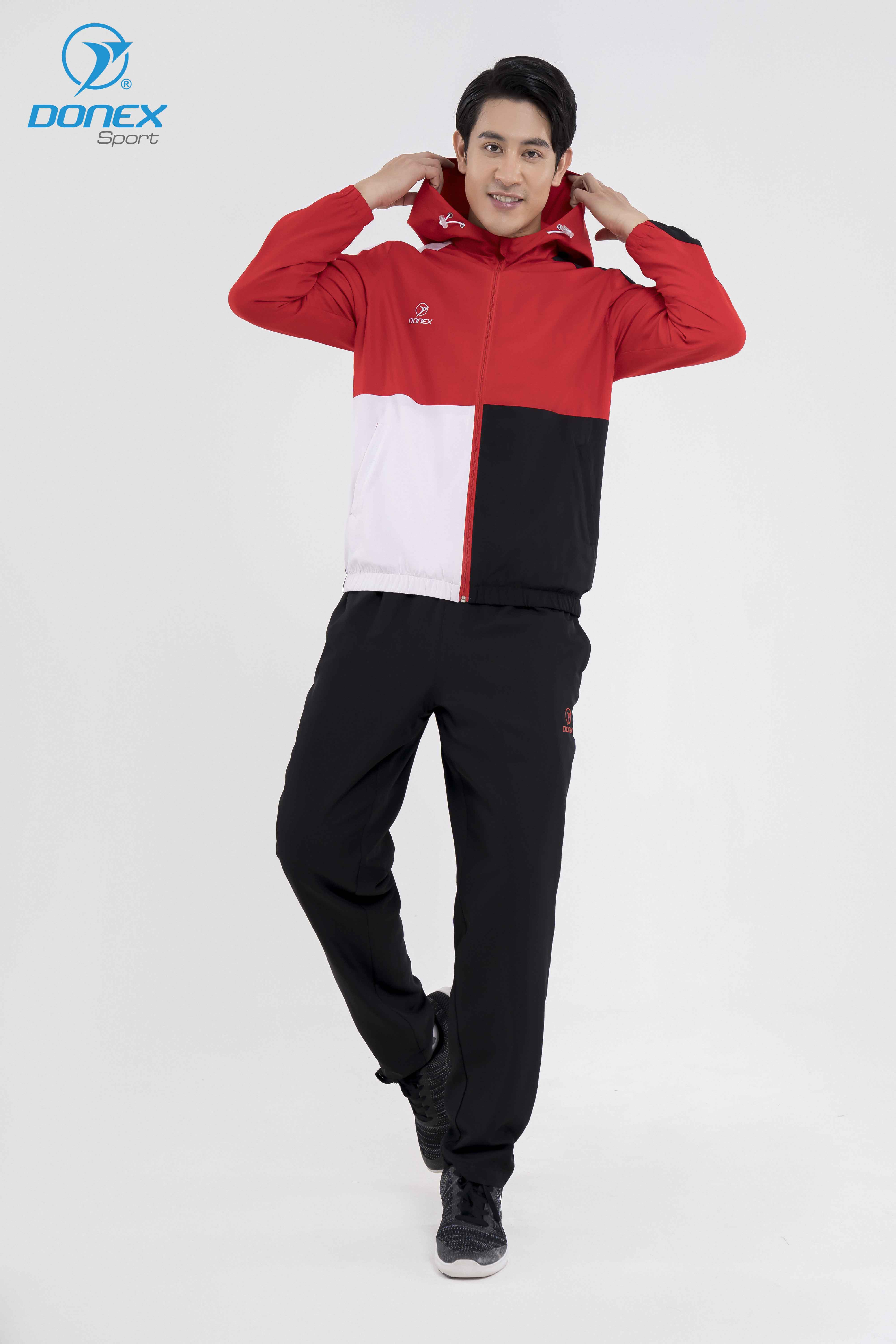 Quần Gió Thể Thao Nam DONEX Prillante MD-658 Đen phối đỏ