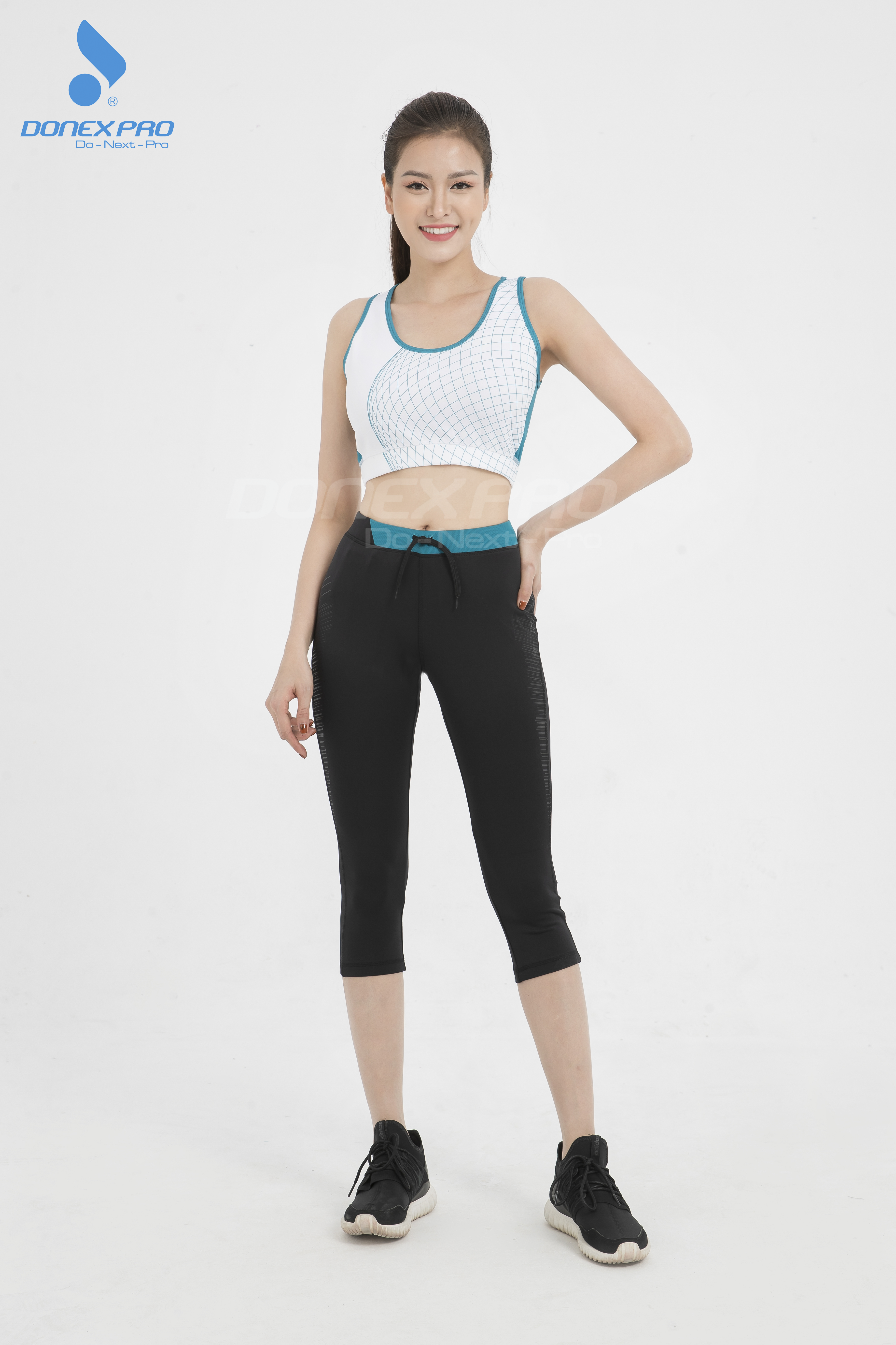 Quần thể thao nữ ASC 888- Đen phối Xanh ngọc