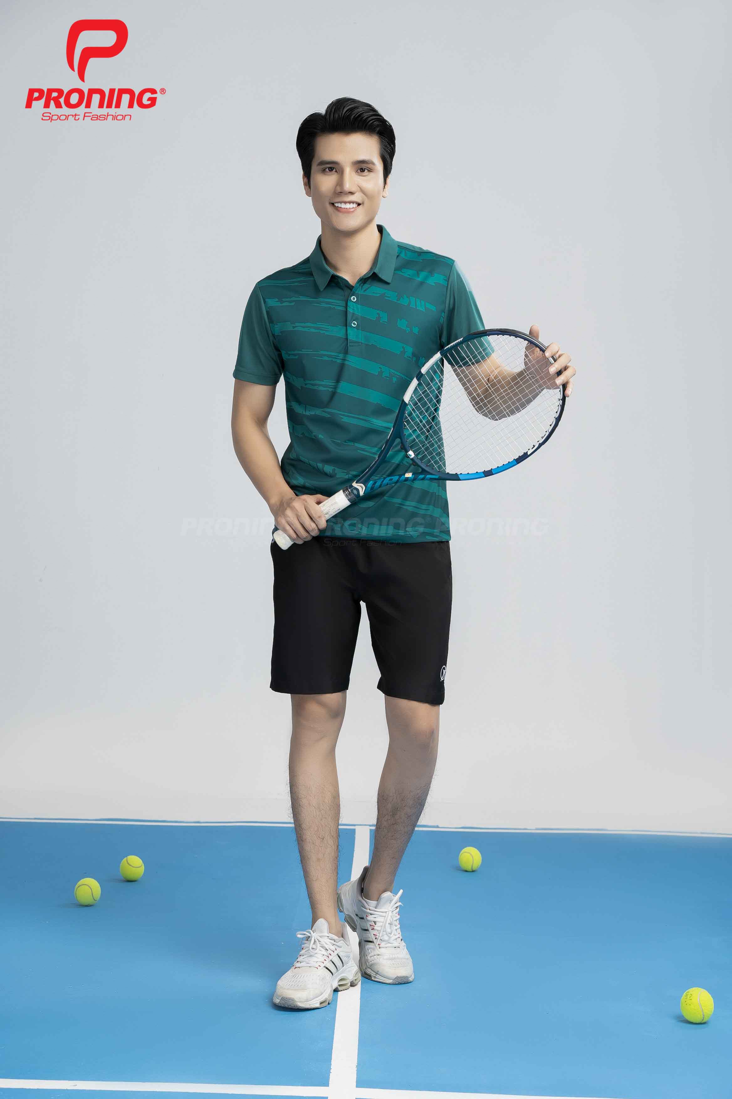 Áo thể thao nam MC-9101 Xanh lục bảo phối xanh lục bảo