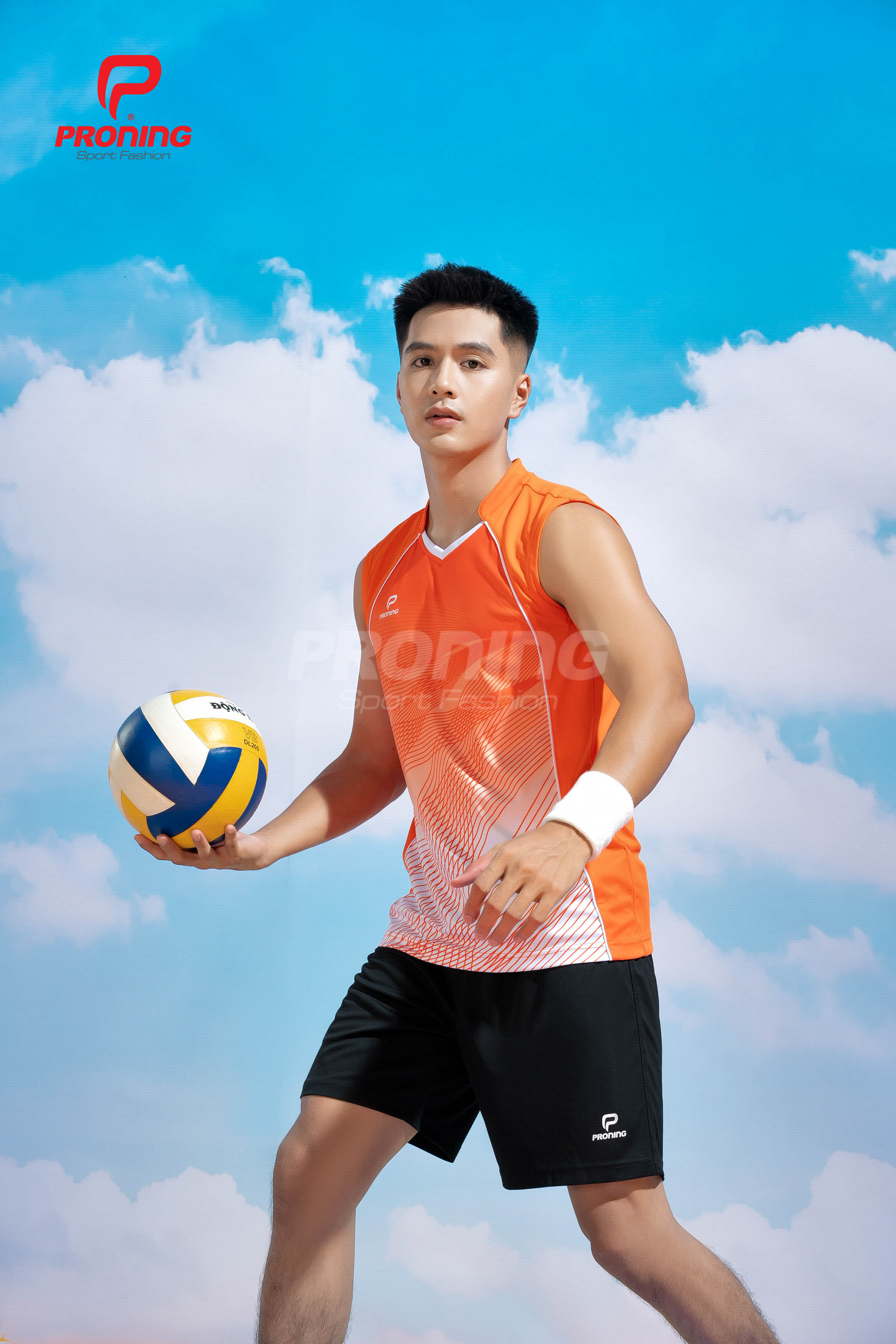 Bộ Thể Thao Nam MCB-6159 Cam phối trắng