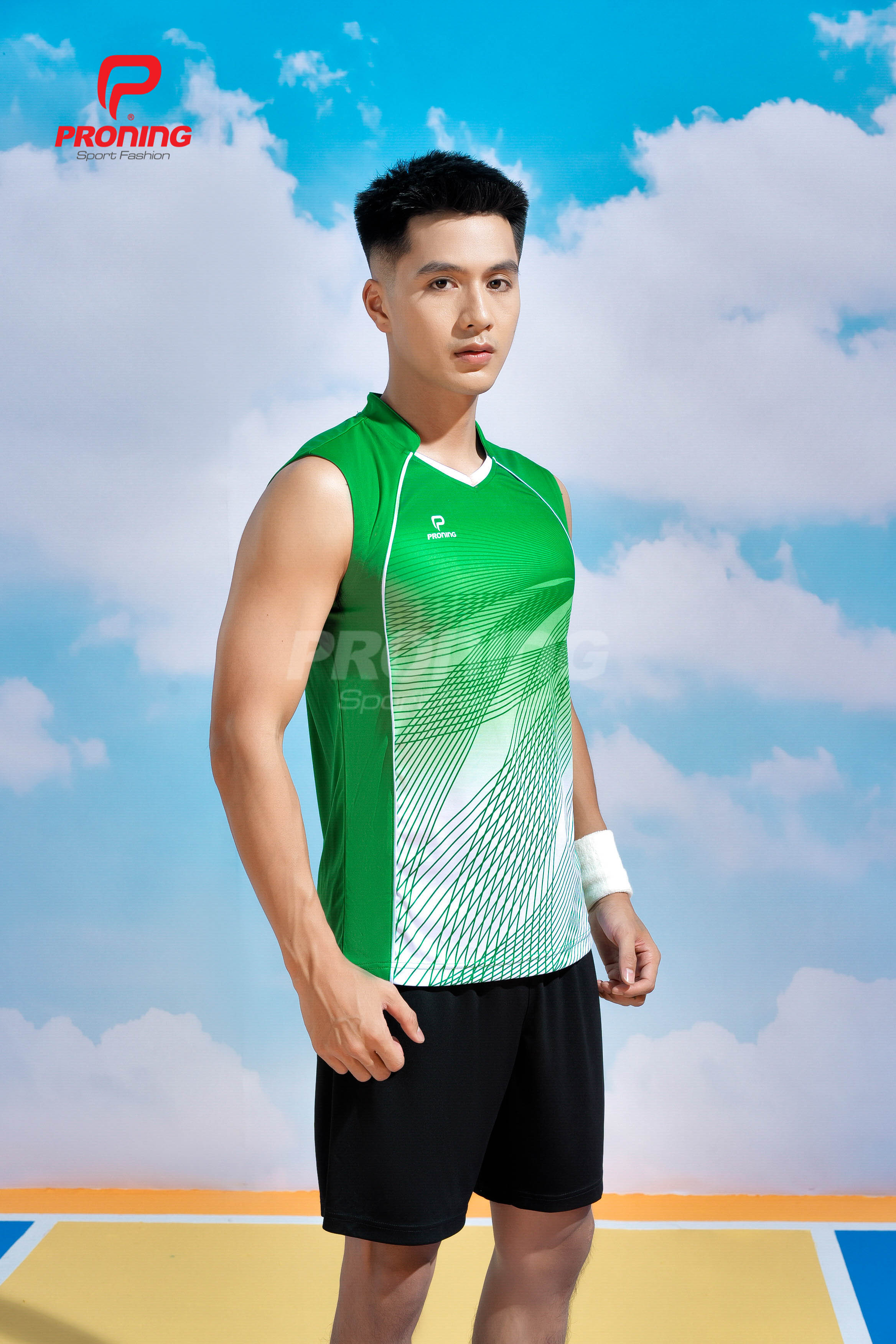 Bộ Thể Thao Nam MCB-6159 Xanh lá phối trắng