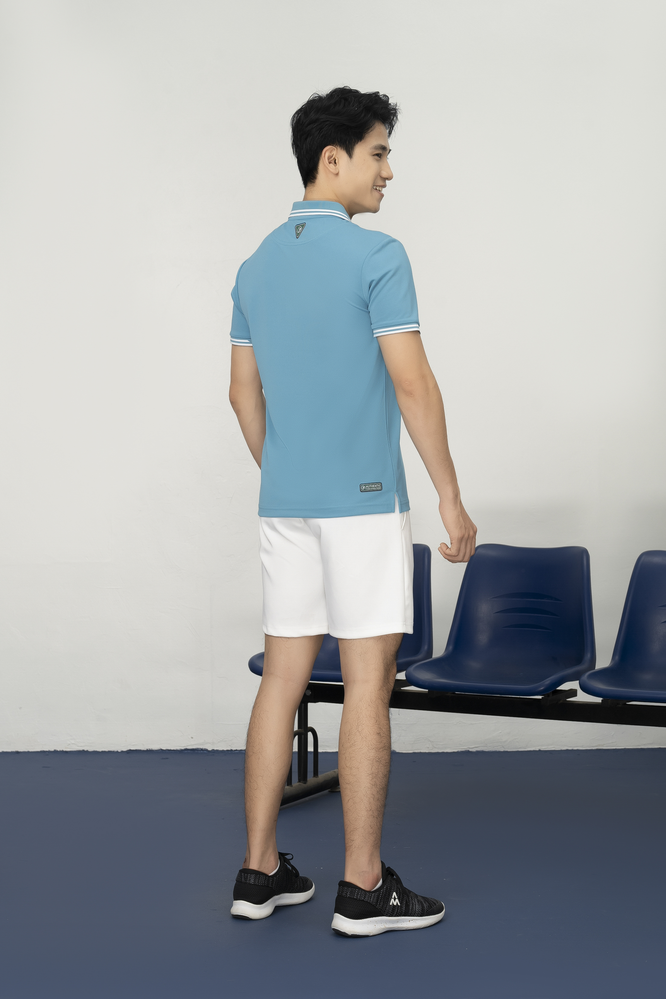 Áo thể thao nam MC-9108 Xanh lam phối trắng